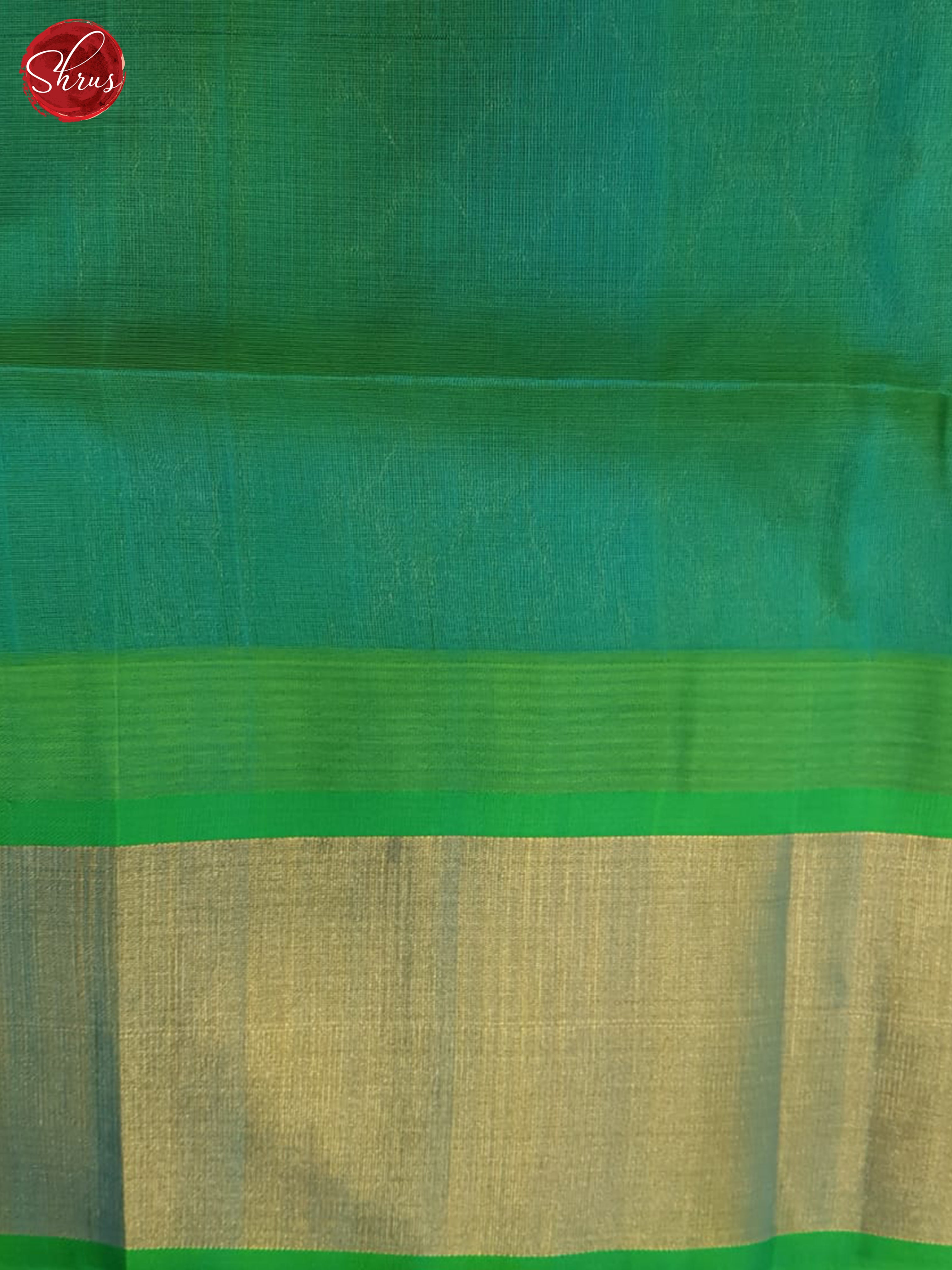 Cream And Green- Silk Cotton Saree - Shop on ShrusEternity.com