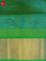 Cream And Green- Silk Cotton Saree - Shop on ShrusEternity.com