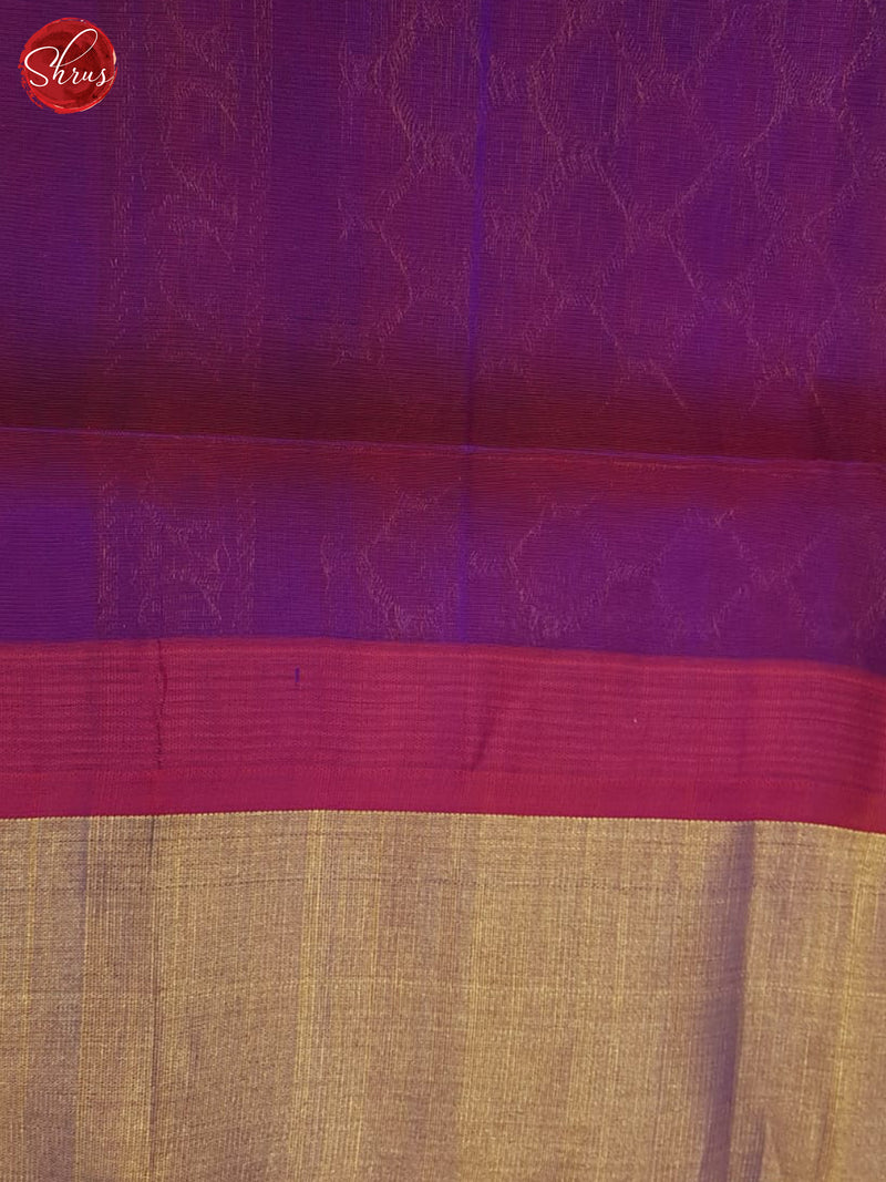 Cream And Purple- Silk  Cotton Saree - Shop on ShrusEternity.com