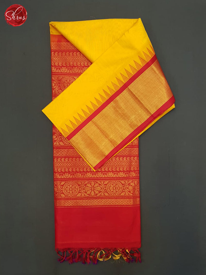 Yellow And Red- Silk Cotton Saree - Shop on ShrusEternity.com
