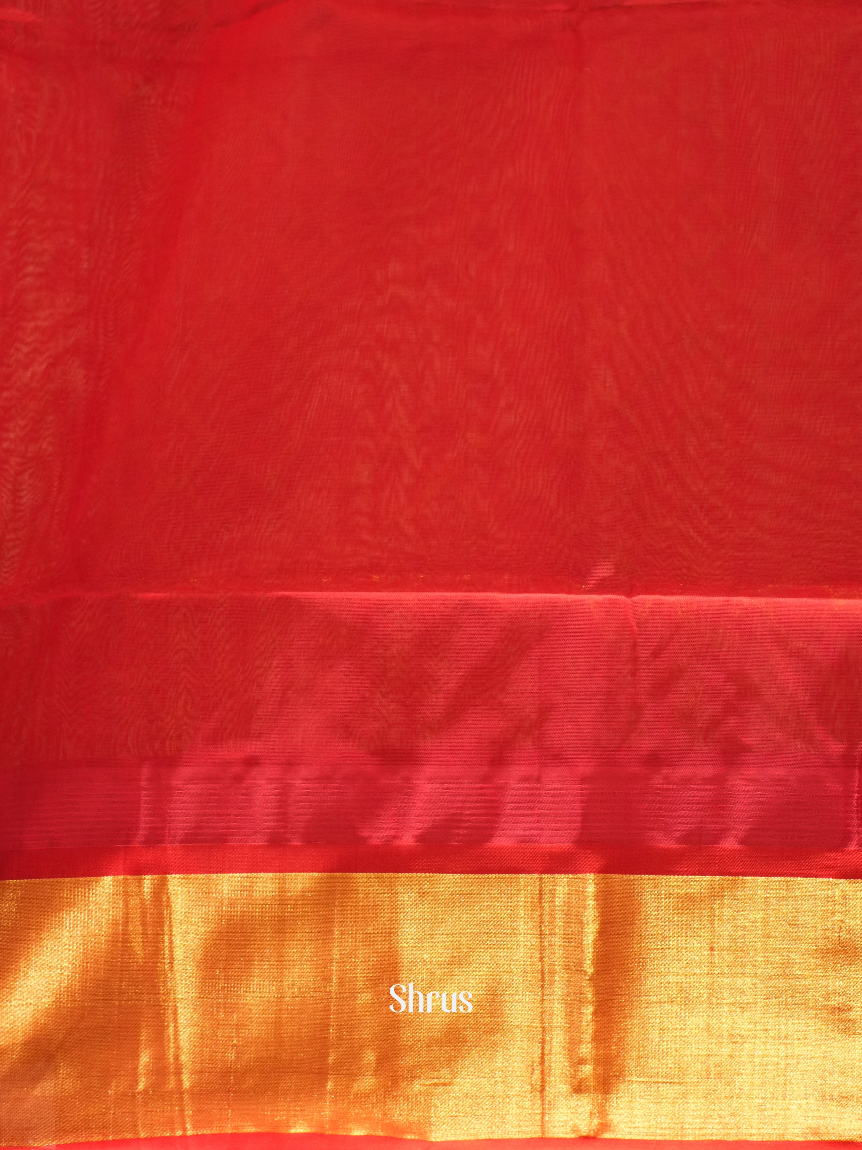 Cream And Red- silk Cotton Saree