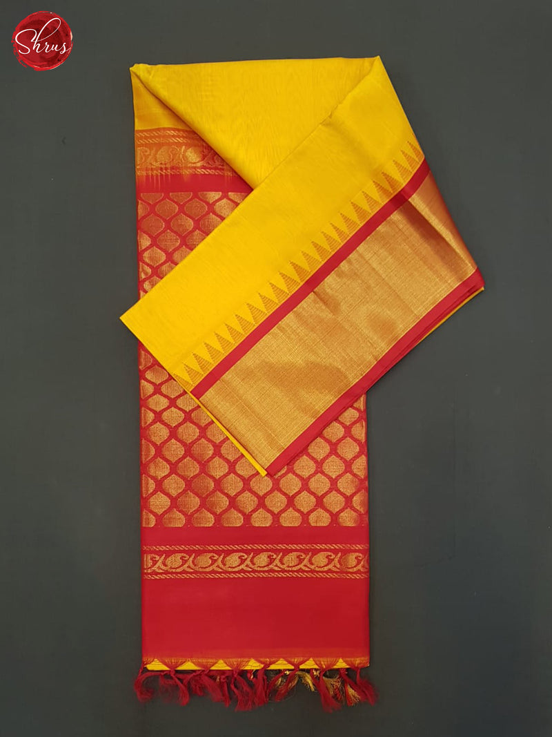 Yellow And Red- Silk Cotton saree - Shop on ShrusEternity.com