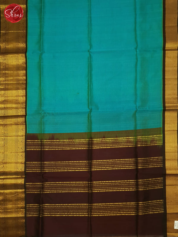 Blue And Brown- Silk Cotton Saree - Shop on ShrusEternity.com