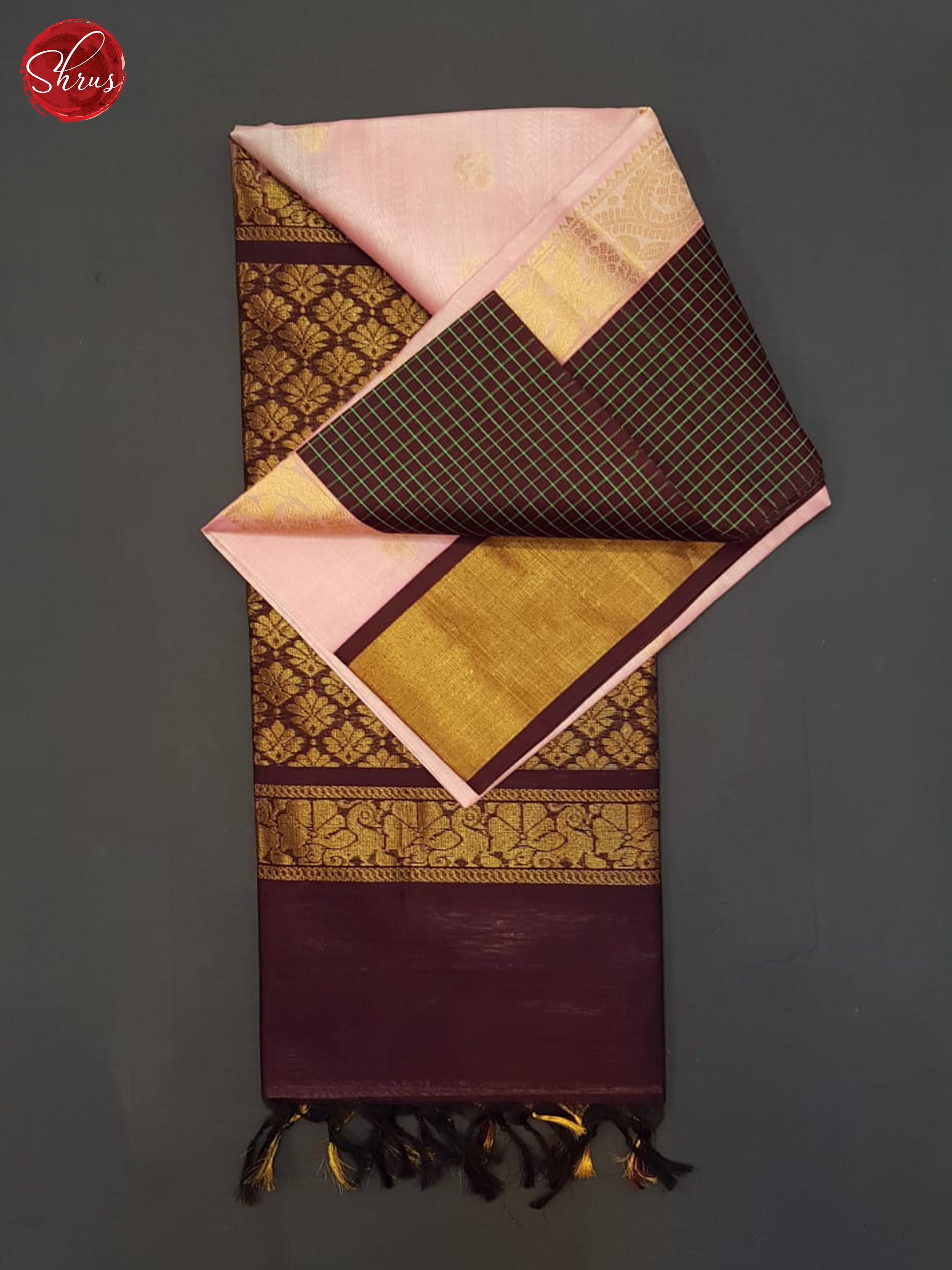 Lotus Pink And Brown- Silk Cotton Saree - Shop on ShrusEternity.com