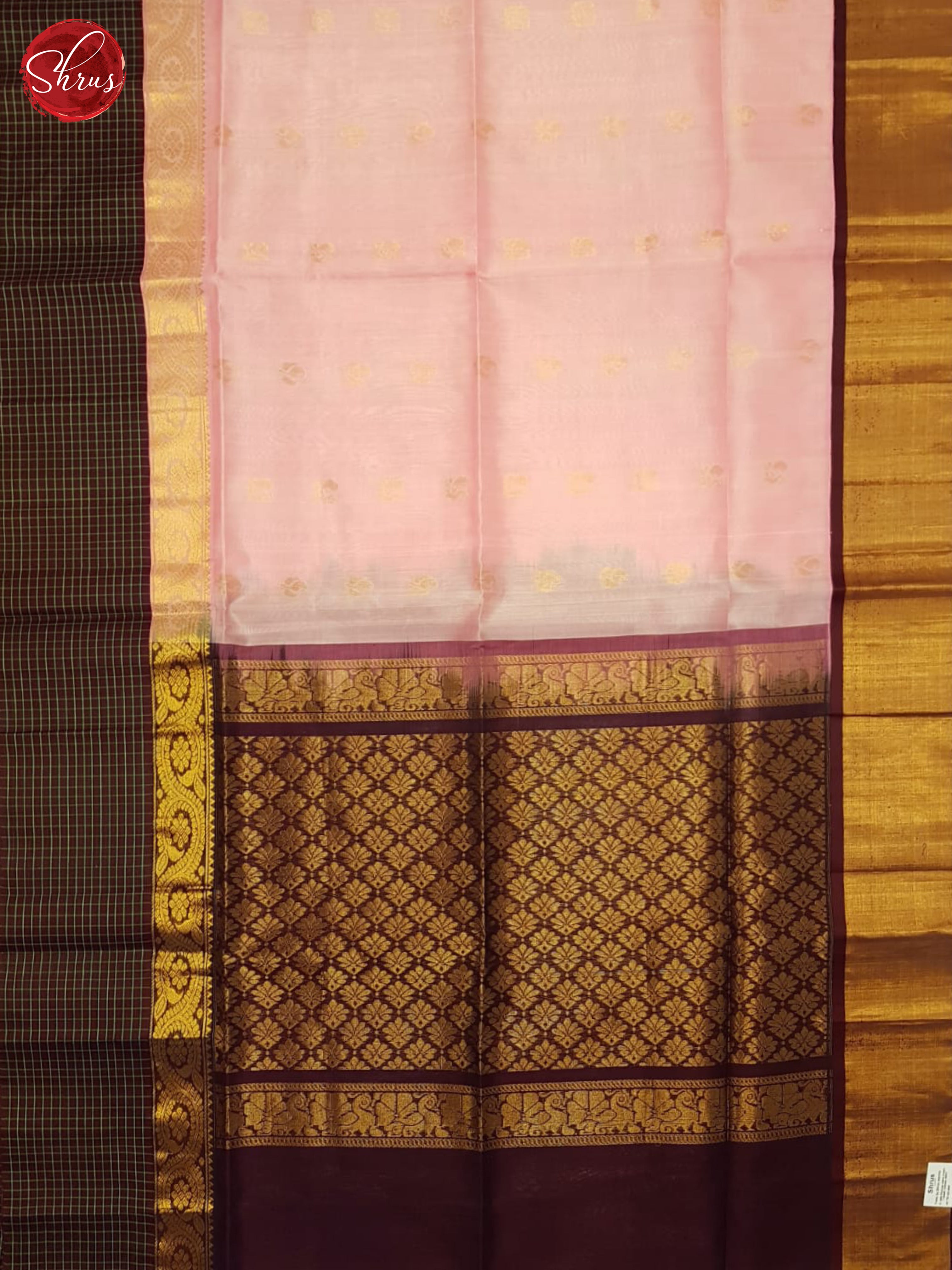 Lotus Pink And Brown- Silk Cotton Saree - Shop on ShrusEternity.com