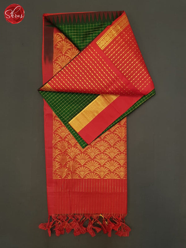 Green And Red - Silk Cotton Saree - Shop on ShrusEternity.com