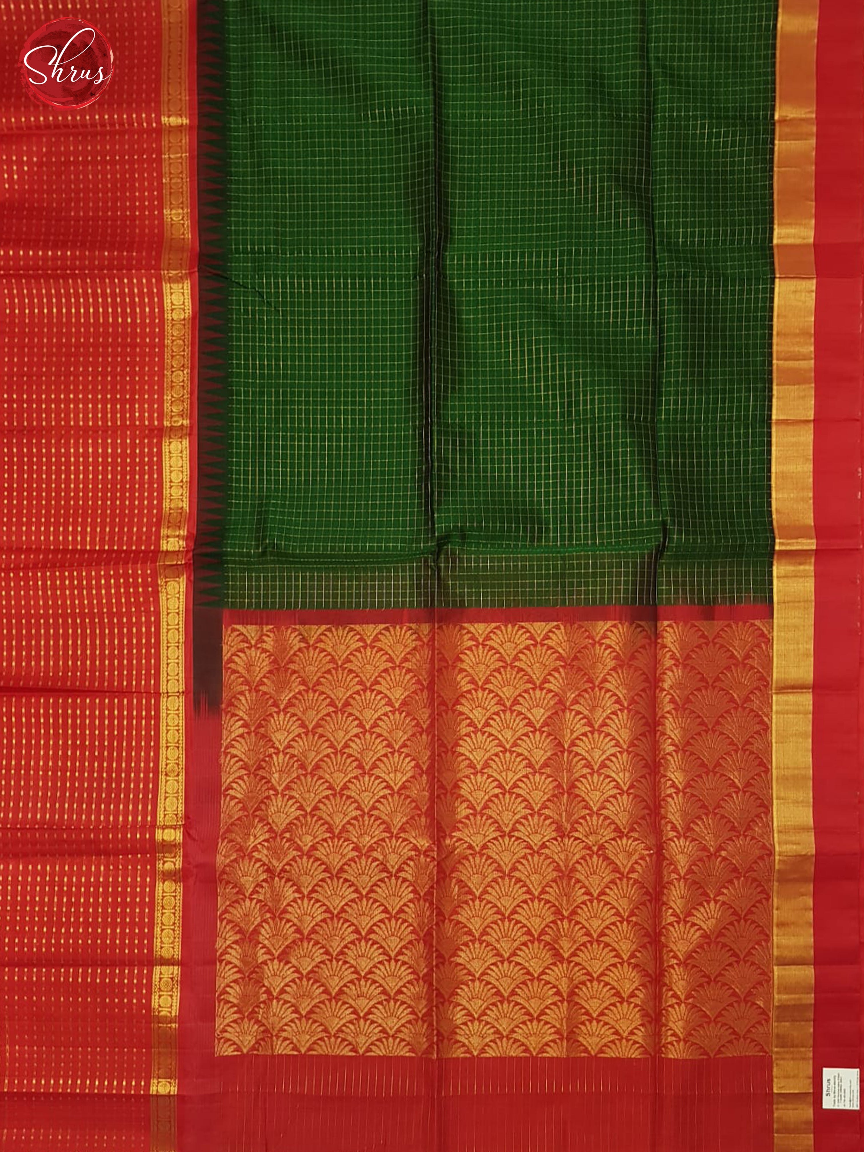 Green And Red - Silk Cotton Saree - Shop on ShrusEternity.com