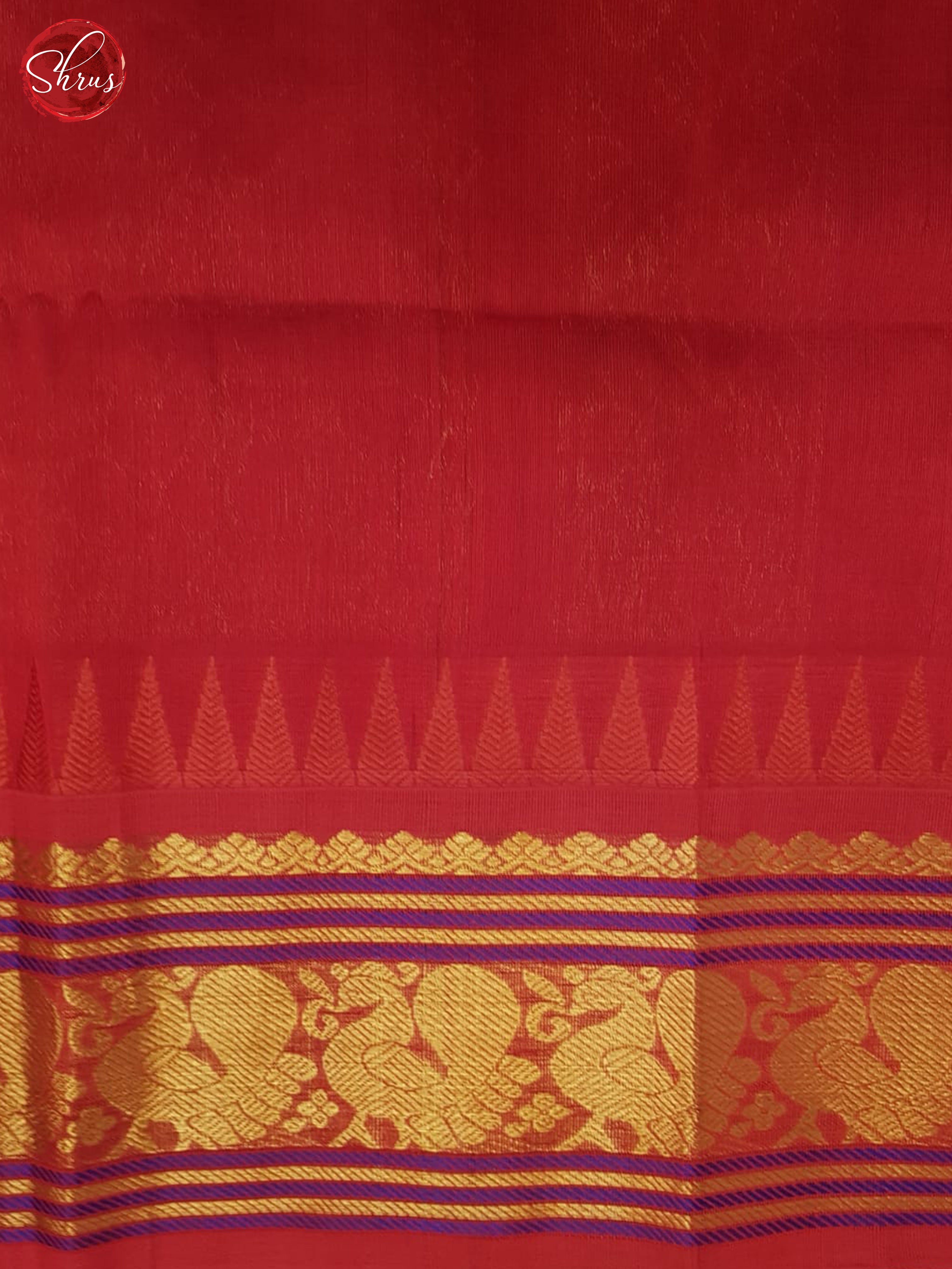 Brown And Red- Silk Cotton Saree - Shop on ShrusEternity.com