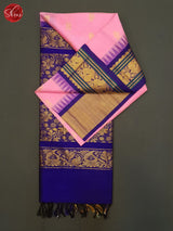 Pink And Blue- Silk Cotton saree - Shop on ShrusEternity.com
