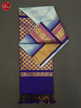 Light Blue And Blue- Silk cotton saree - Shop on ShrusEternity.com