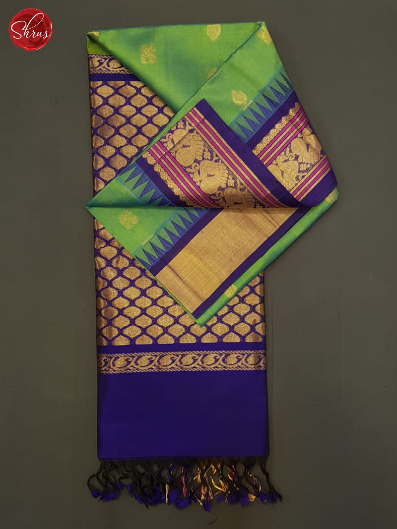 Green And Blue- Silk Cotton Saree - Shop on ShrusEternity.com