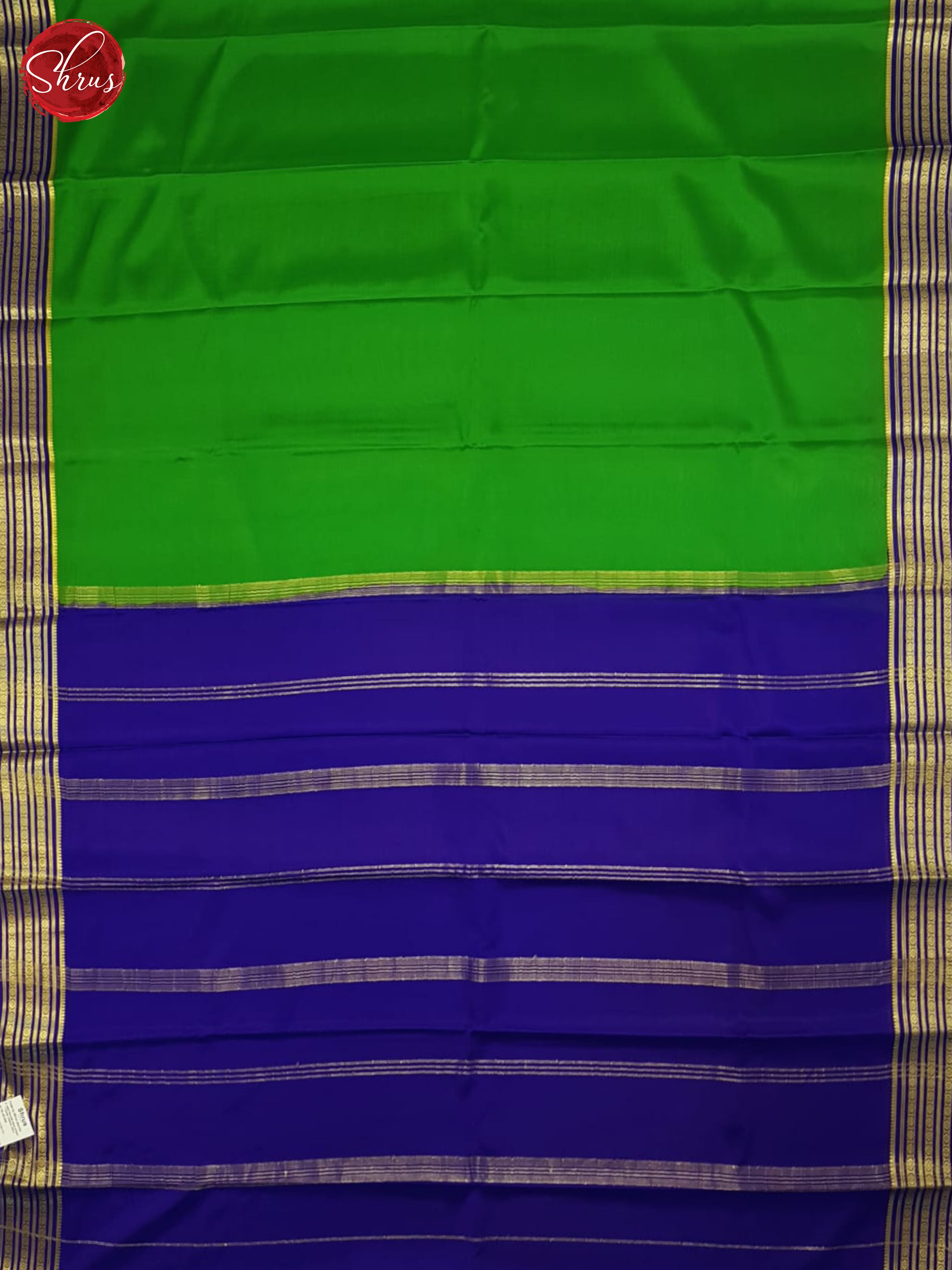 Green And Blue-Mysore silk Saree - Shop on ShrusEternity.com