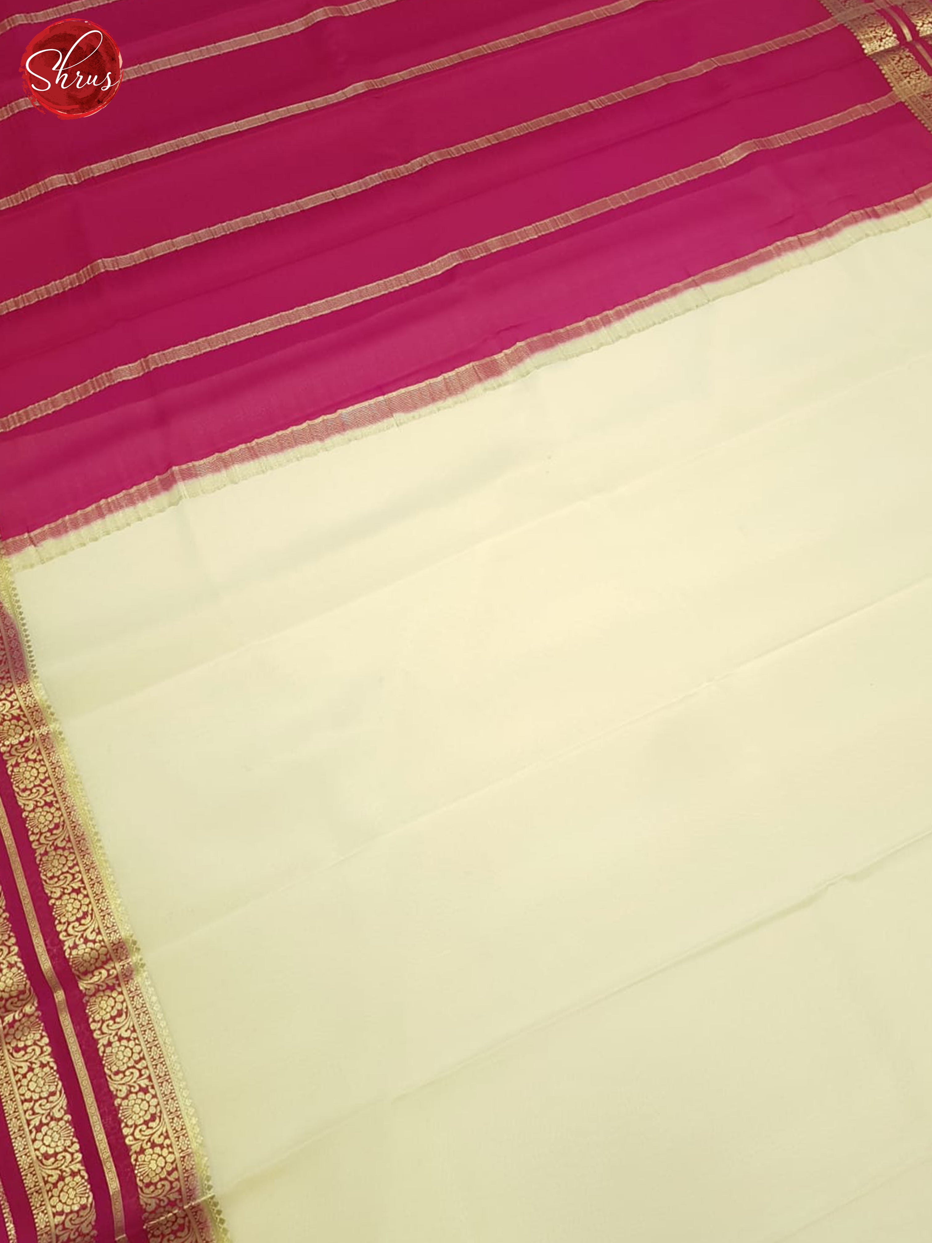 Cream And Pink- Mysore Silk Saree - Shop on ShrusEternity.com