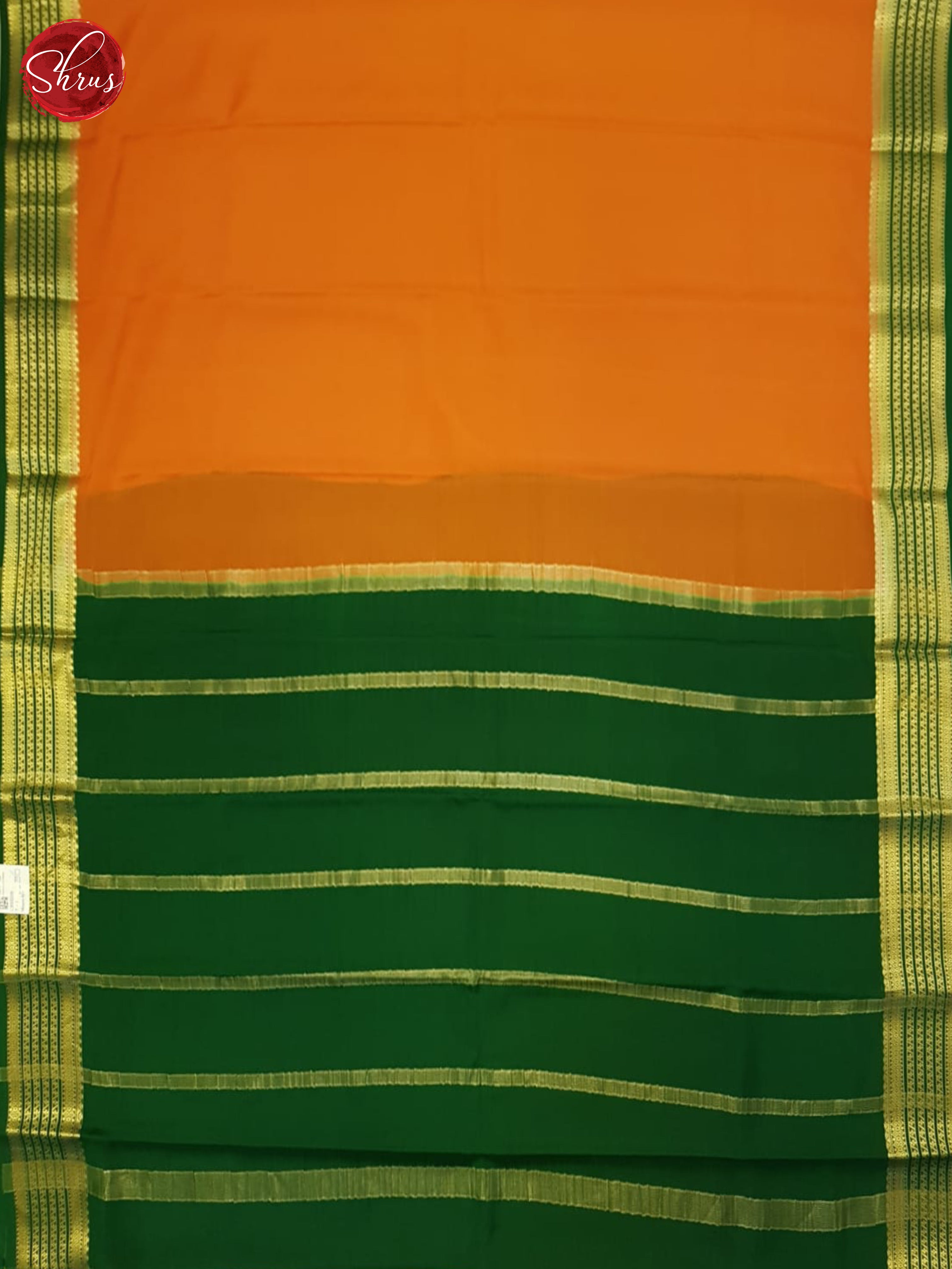 Orange And Green- Mysore Silk Saree - Shop on ShrusEternity.com