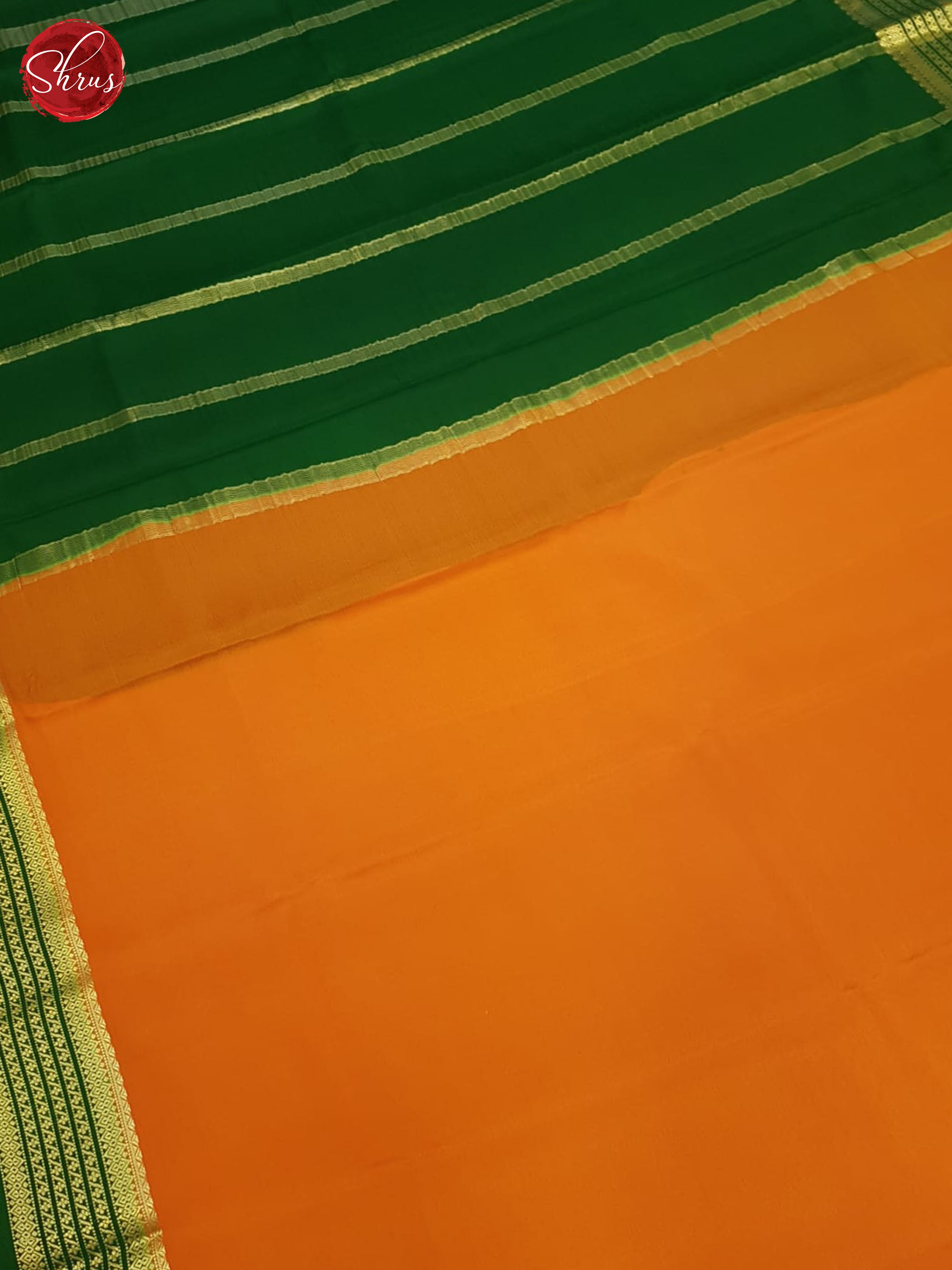 Orange And Green- Mysore Silk Saree - Shop on ShrusEternity.com