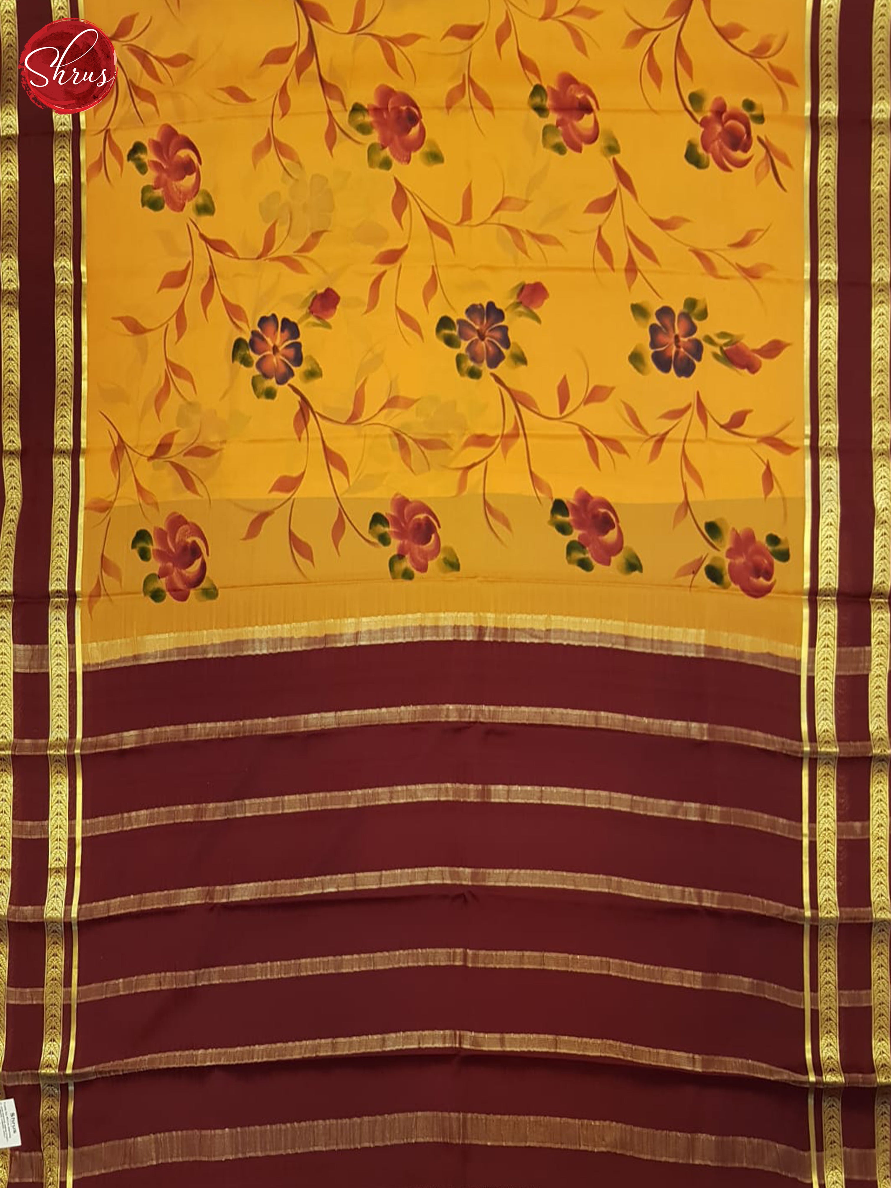 Orange And Brown- Mysore Silk Saree - Shop on ShrusEternity.com