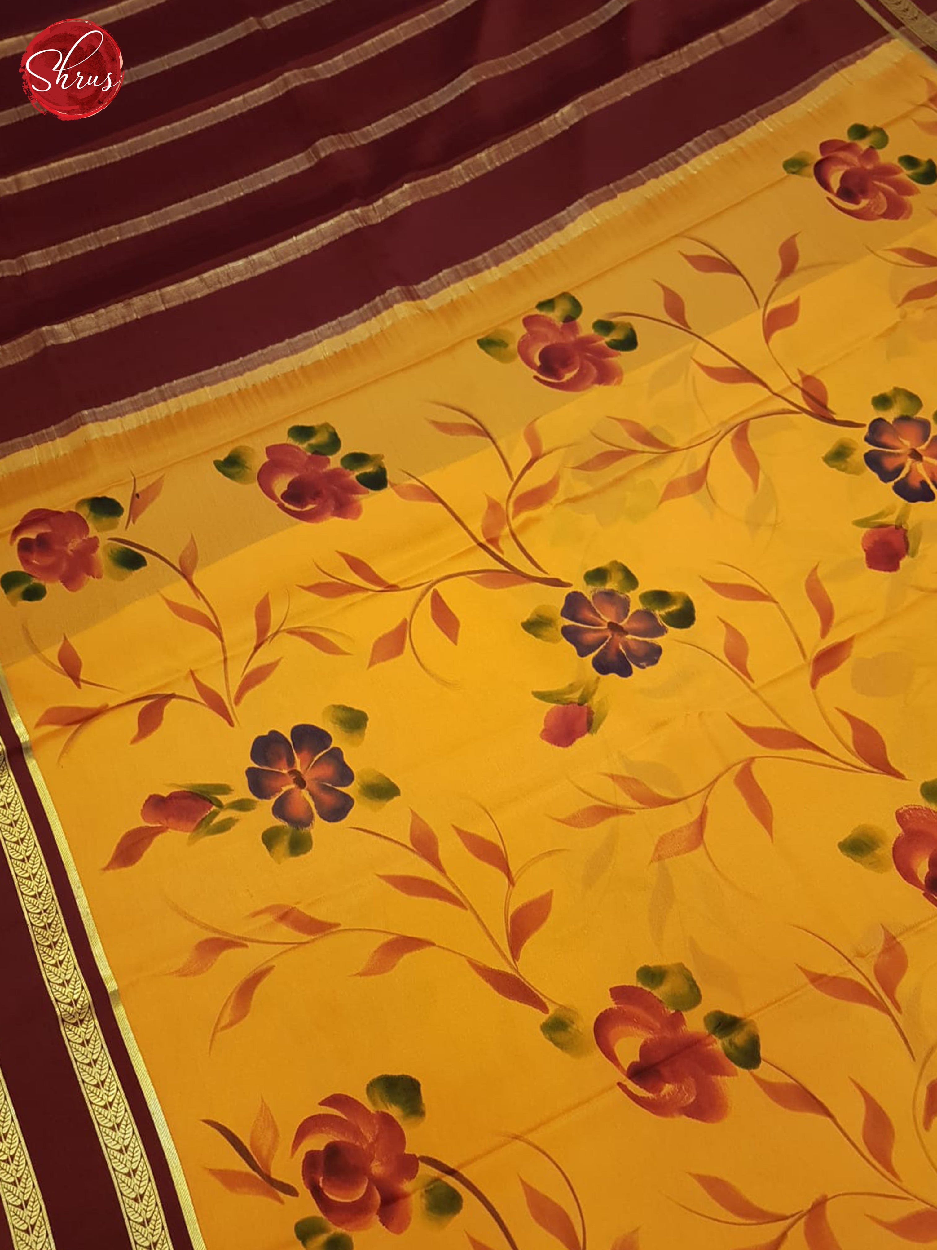 Orange And Brown- Mysore Silk Saree - Shop on ShrusEternity.com