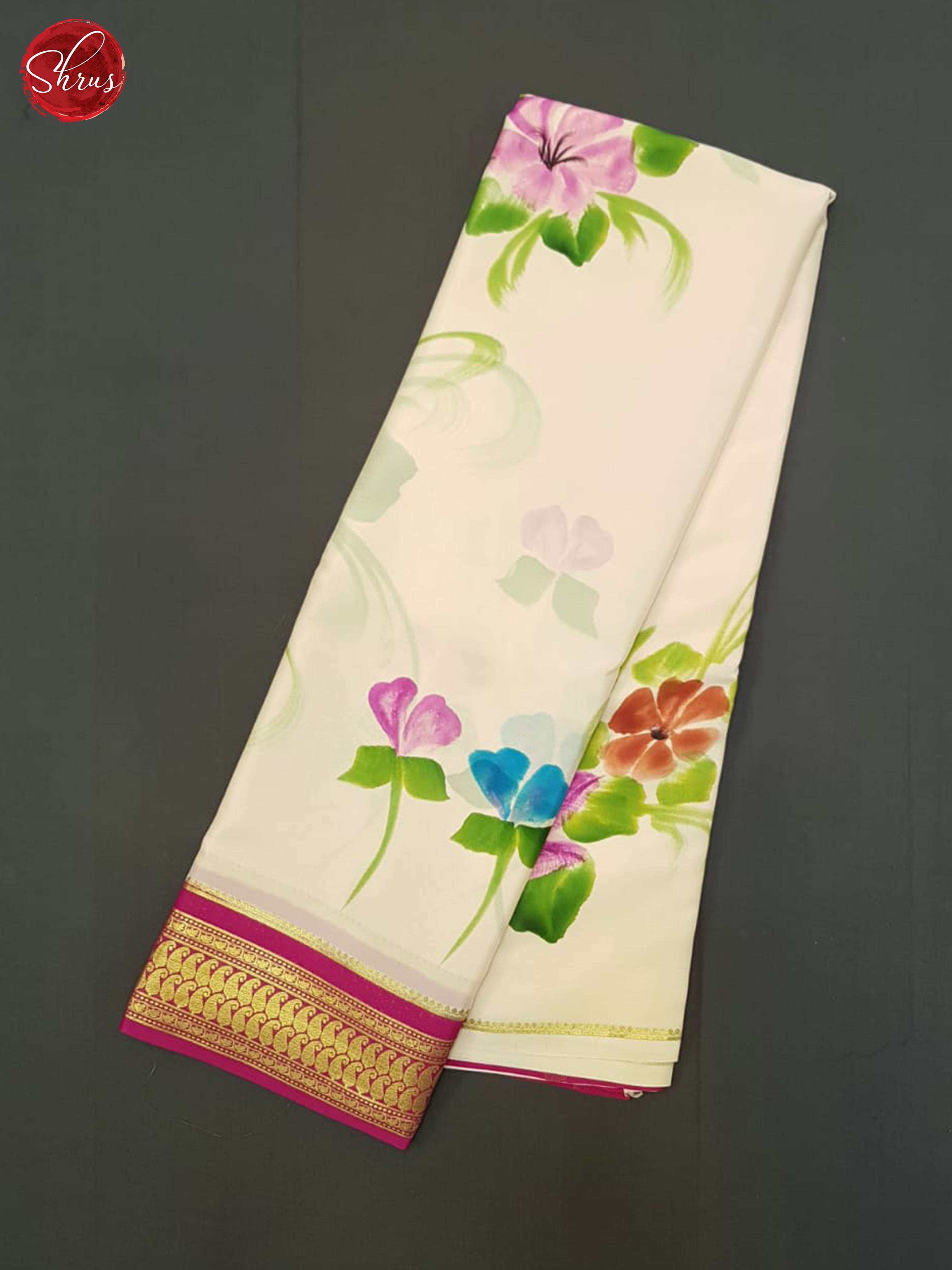 Cream And Pink- Mysore Silk Saree - Shop on ShrusEternity.com