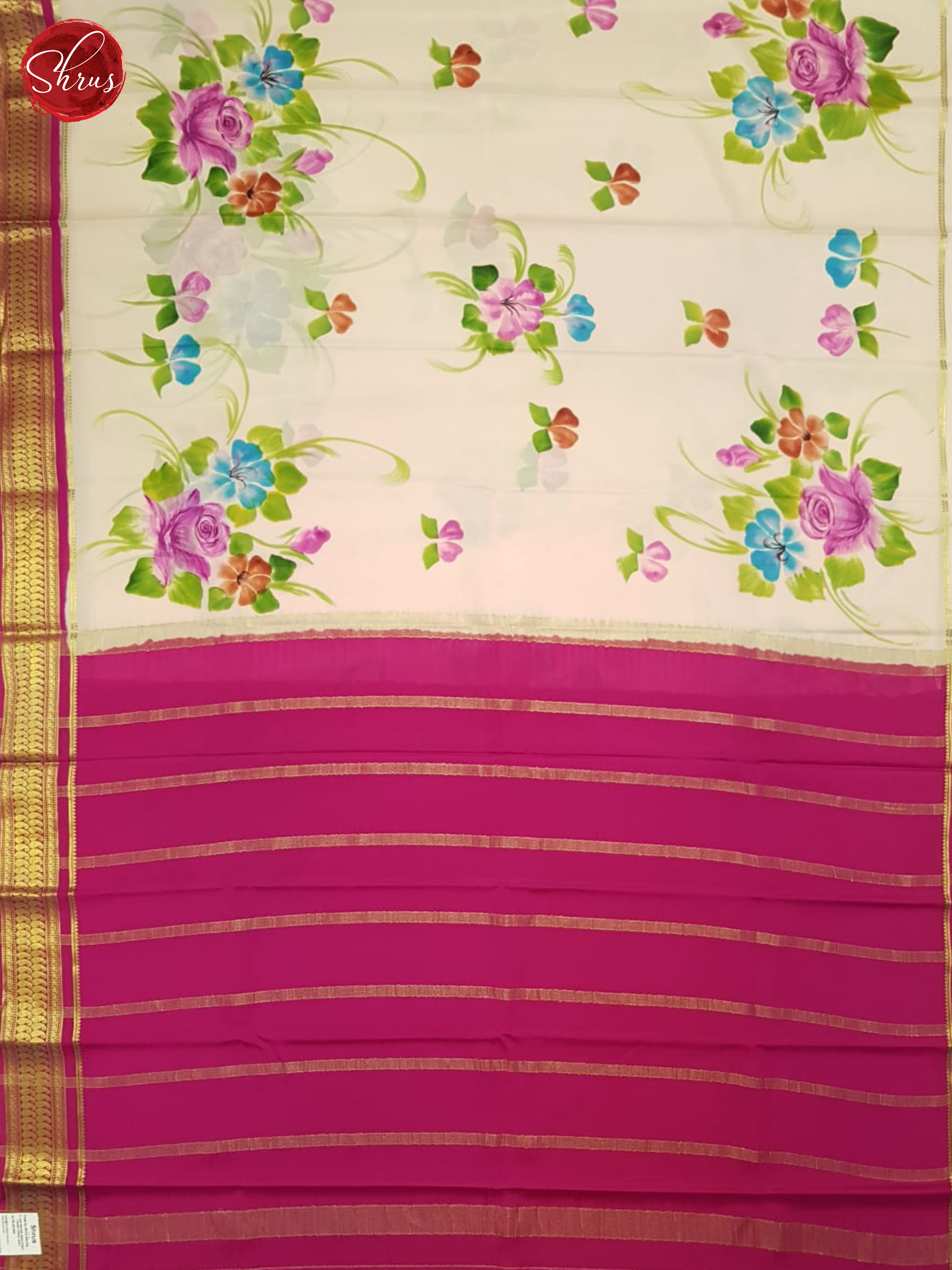 Cream And Pink- Mysore Silk Saree - Shop on ShrusEternity.com