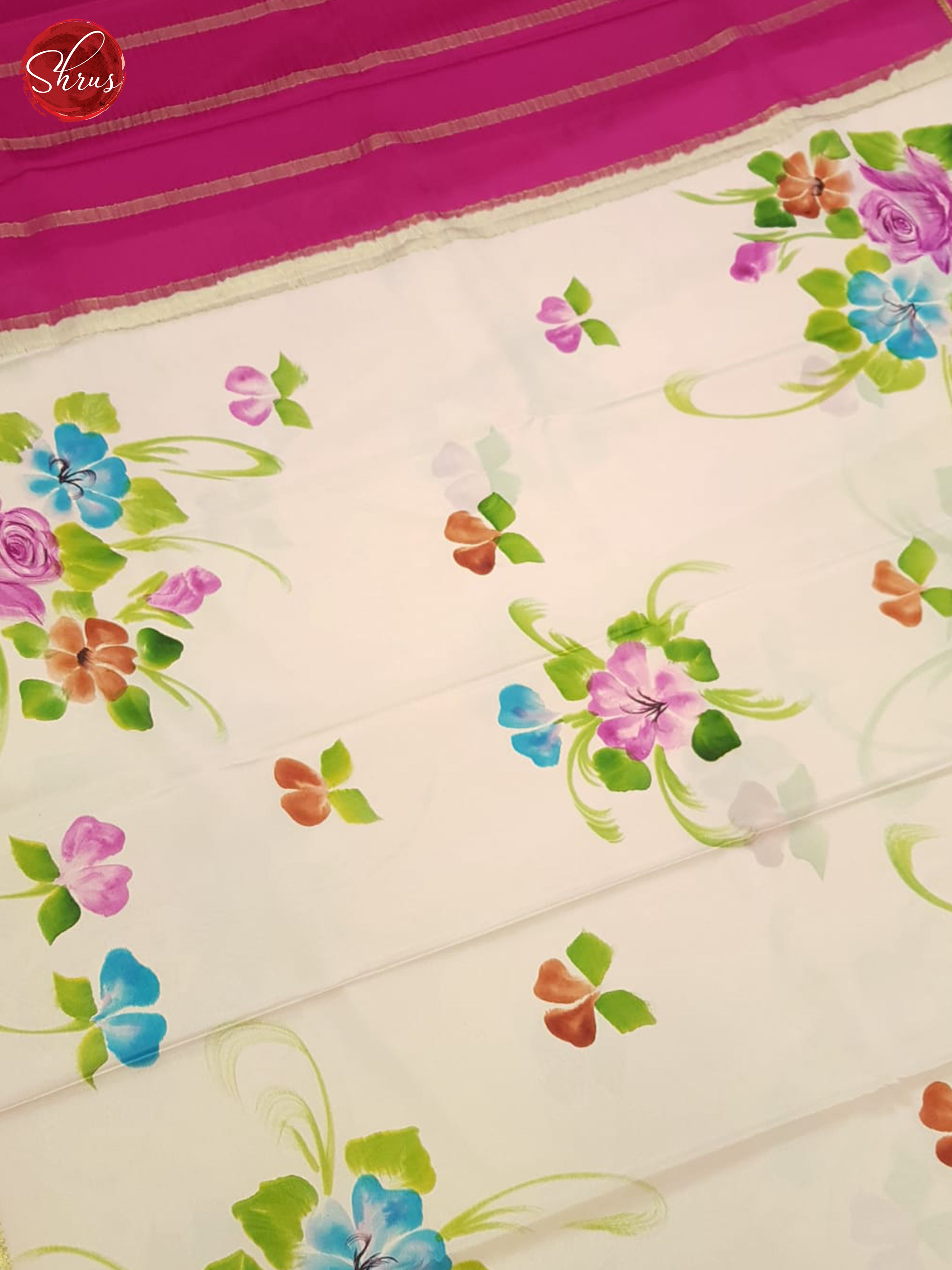 Cream And Pink- Mysore Silk Saree - Shop on ShrusEternity.com