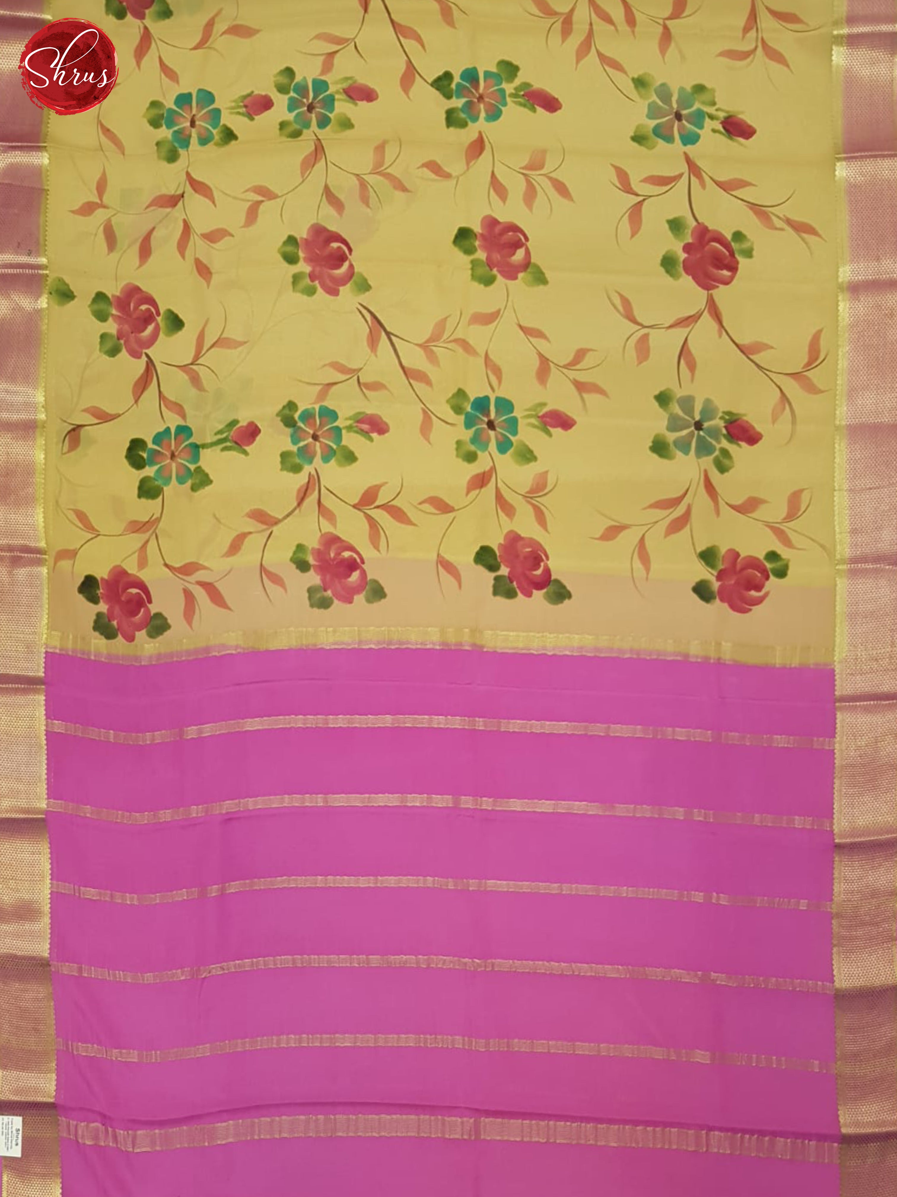 Beige And Pink- Mysore Silk Saree - Shop on ShrusEternity.com