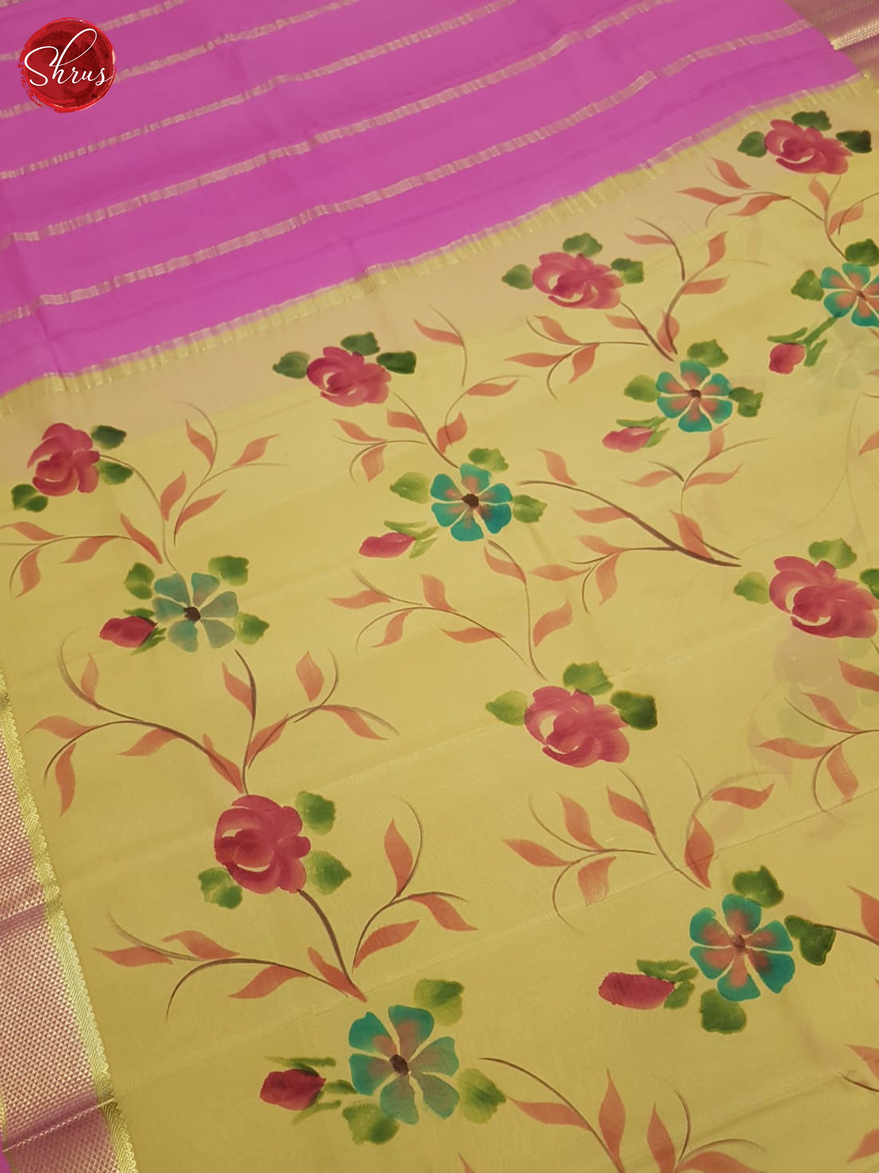 Beige And Pink- Mysore Silk Saree - Shop on ShrusEternity.com