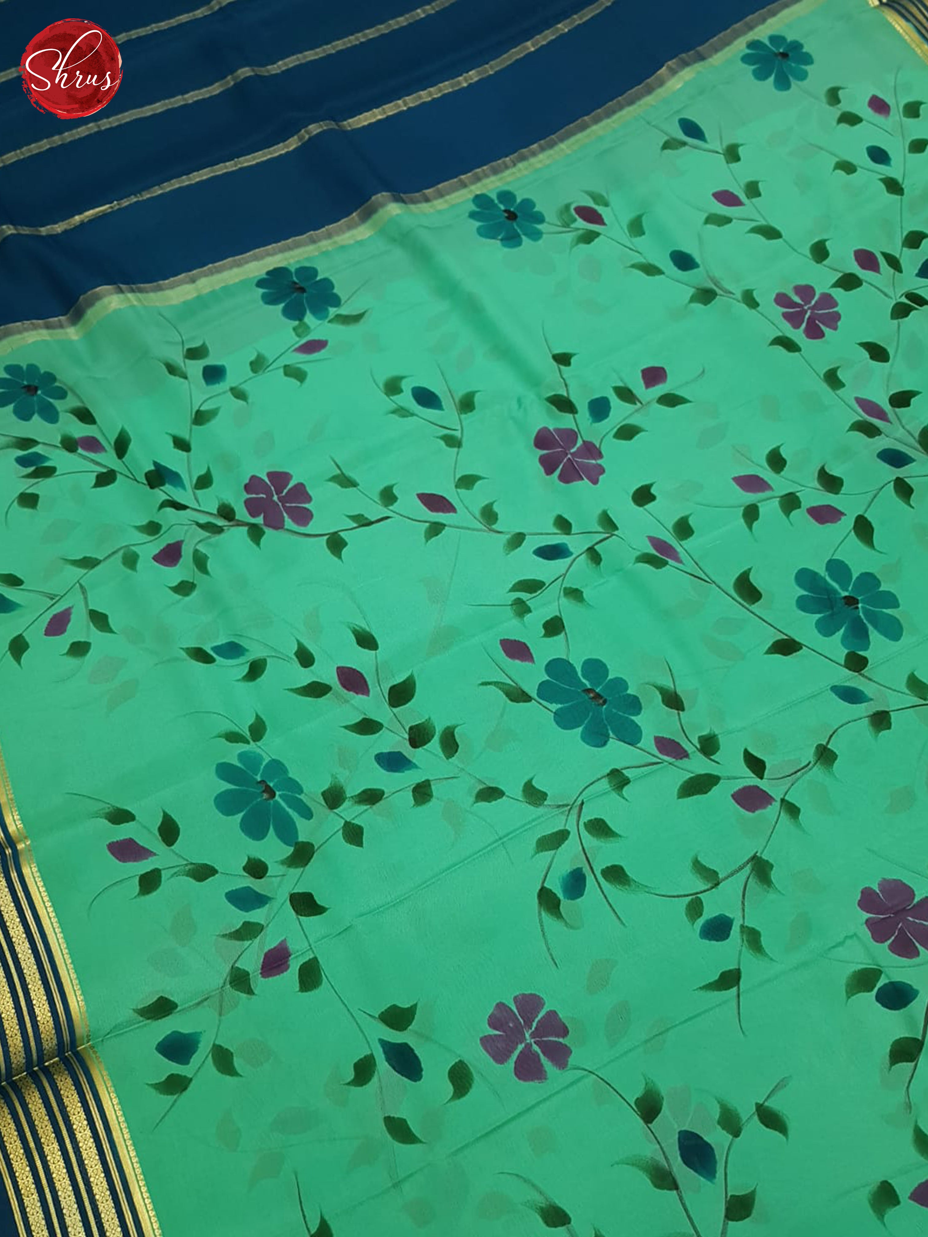 Green And Blue- Mysore Silk Saree - Shop on ShrusEternity.com