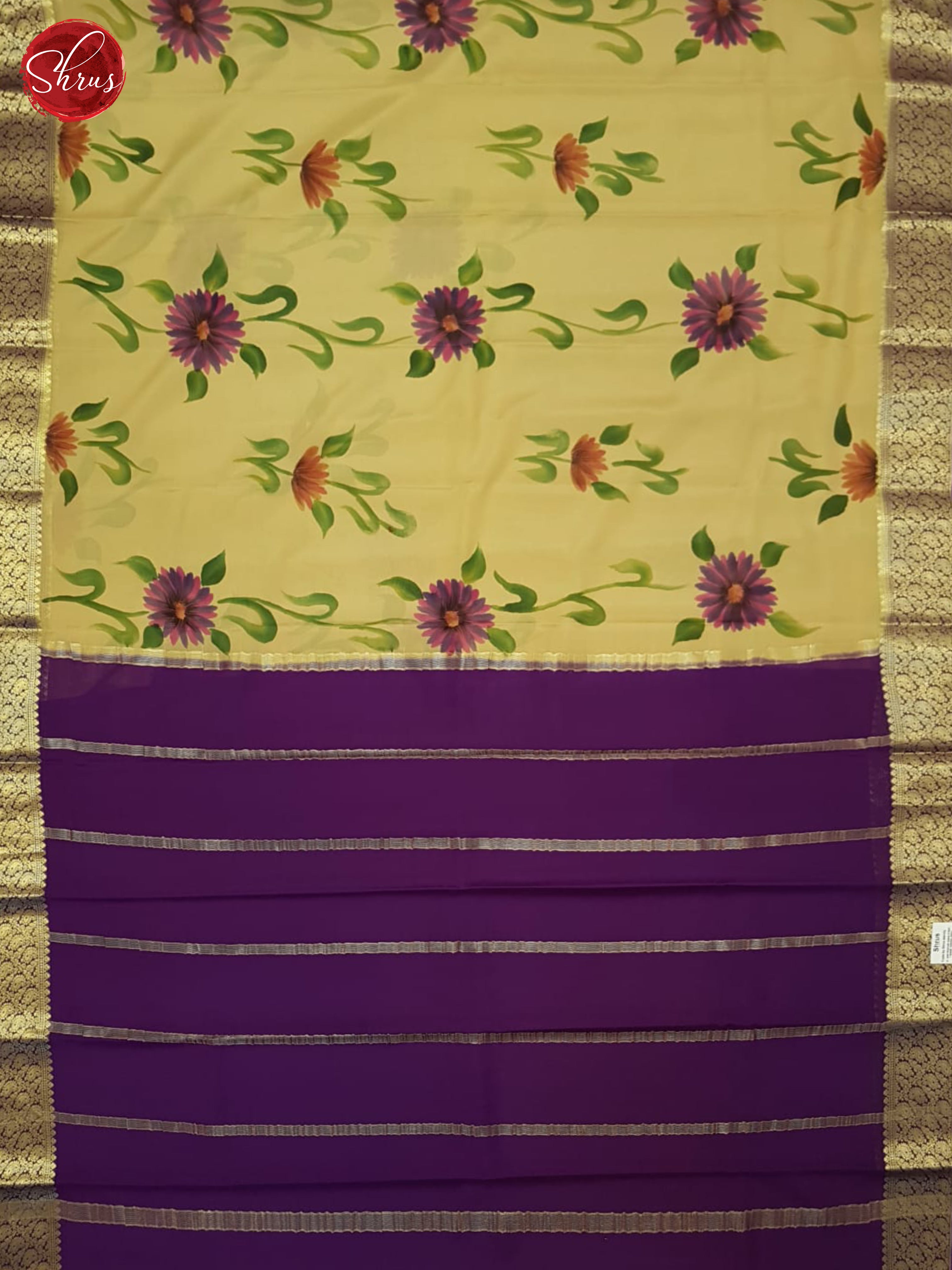 Beige And Purple- Mysore Silk Saree - Shop on ShrusEternity.com