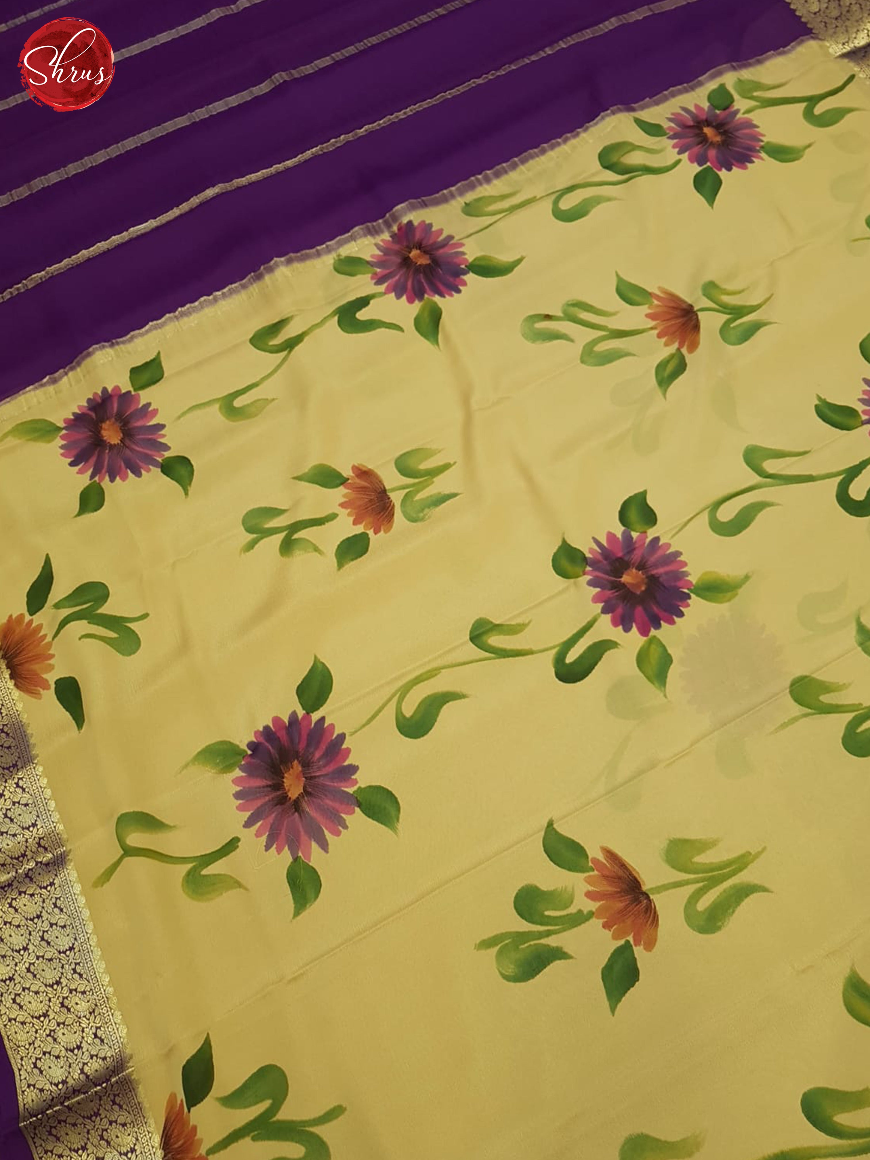 Beige And Purple- Mysore Silk Saree - Shop on ShrusEternity.com