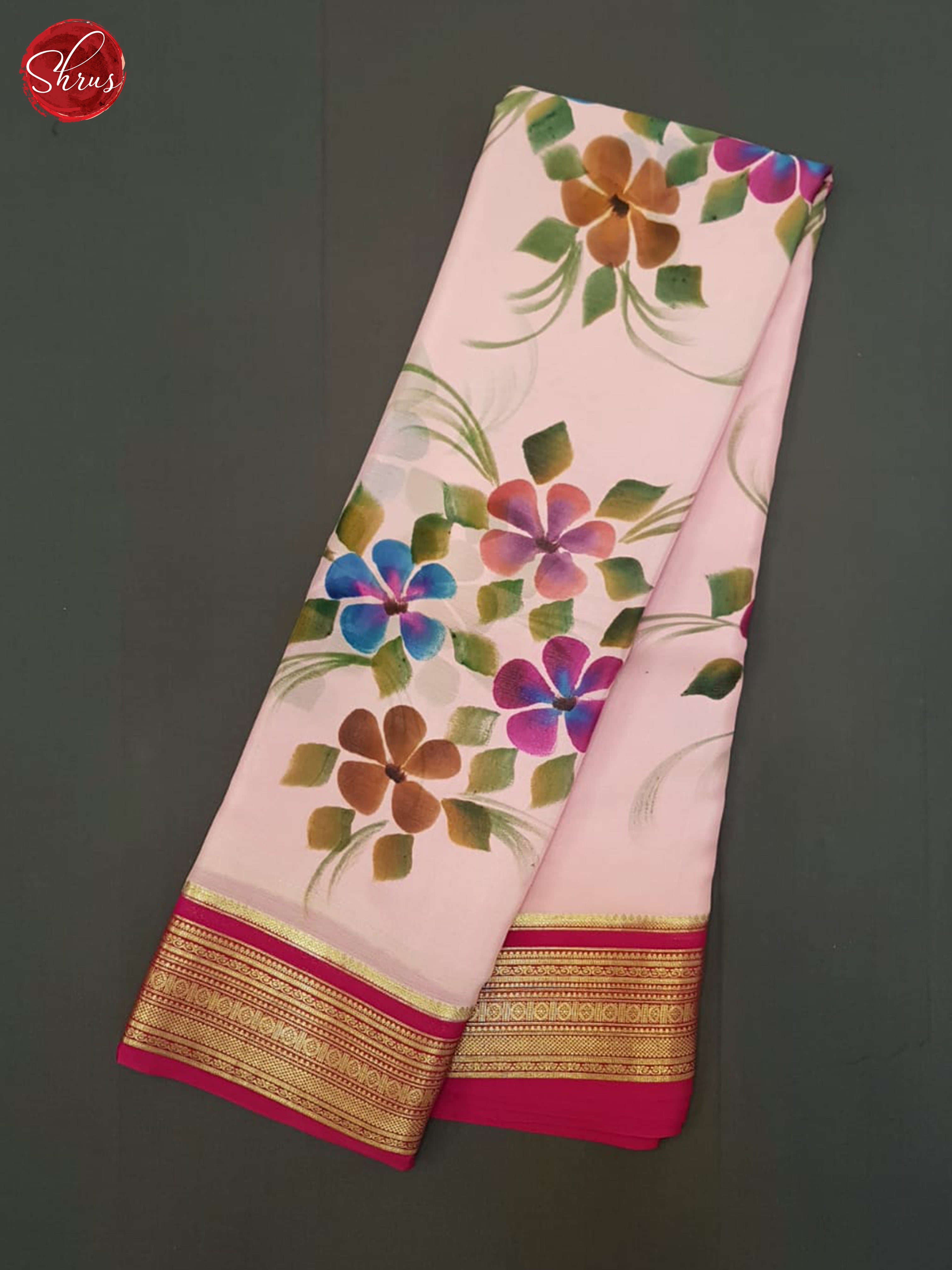 Baby Pink And Pink- Mysore Silk Saree - Shop on ShrusEternity.com