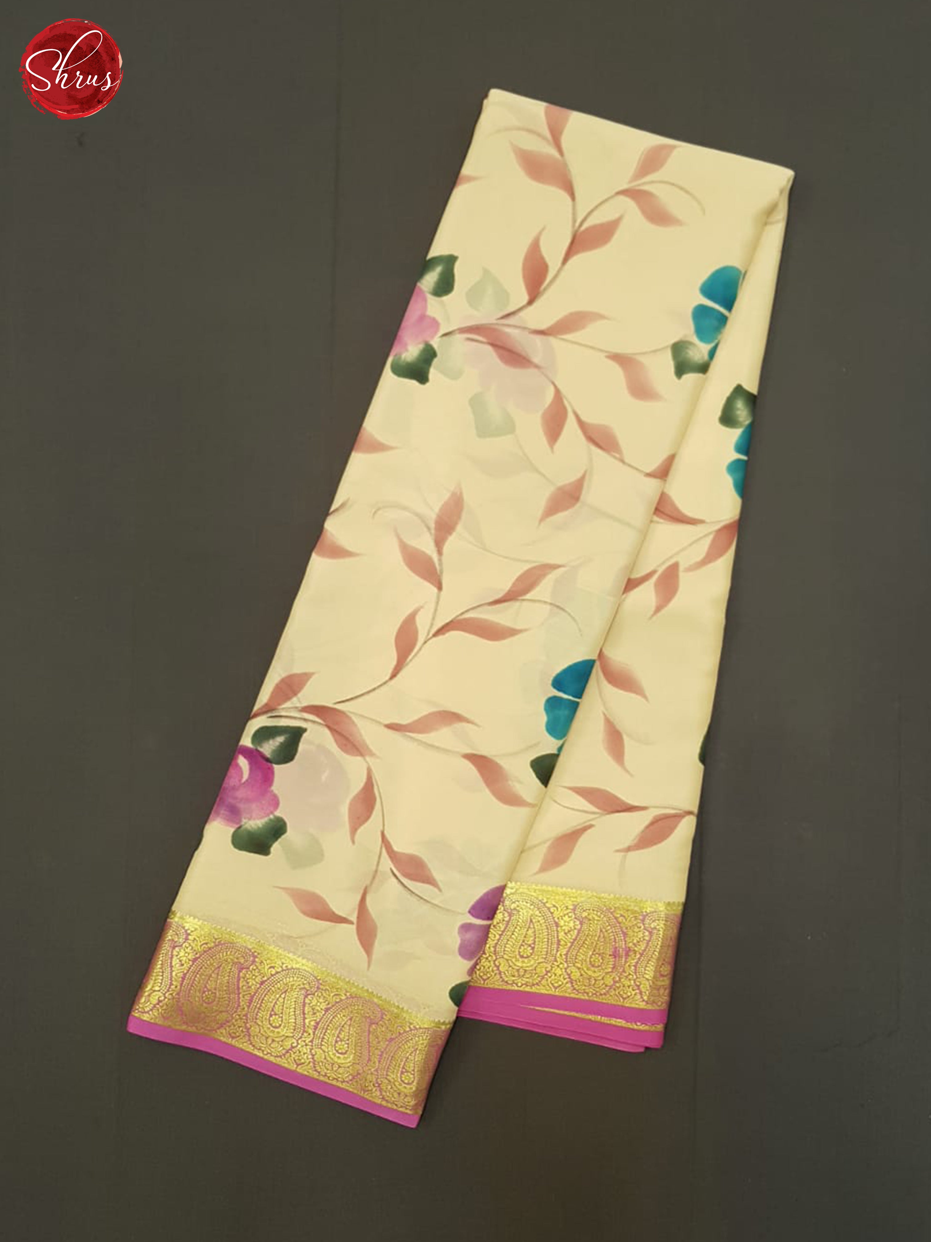 Beige And Pink- Mysore Silk Saree - Shop on ShrusEternity.com