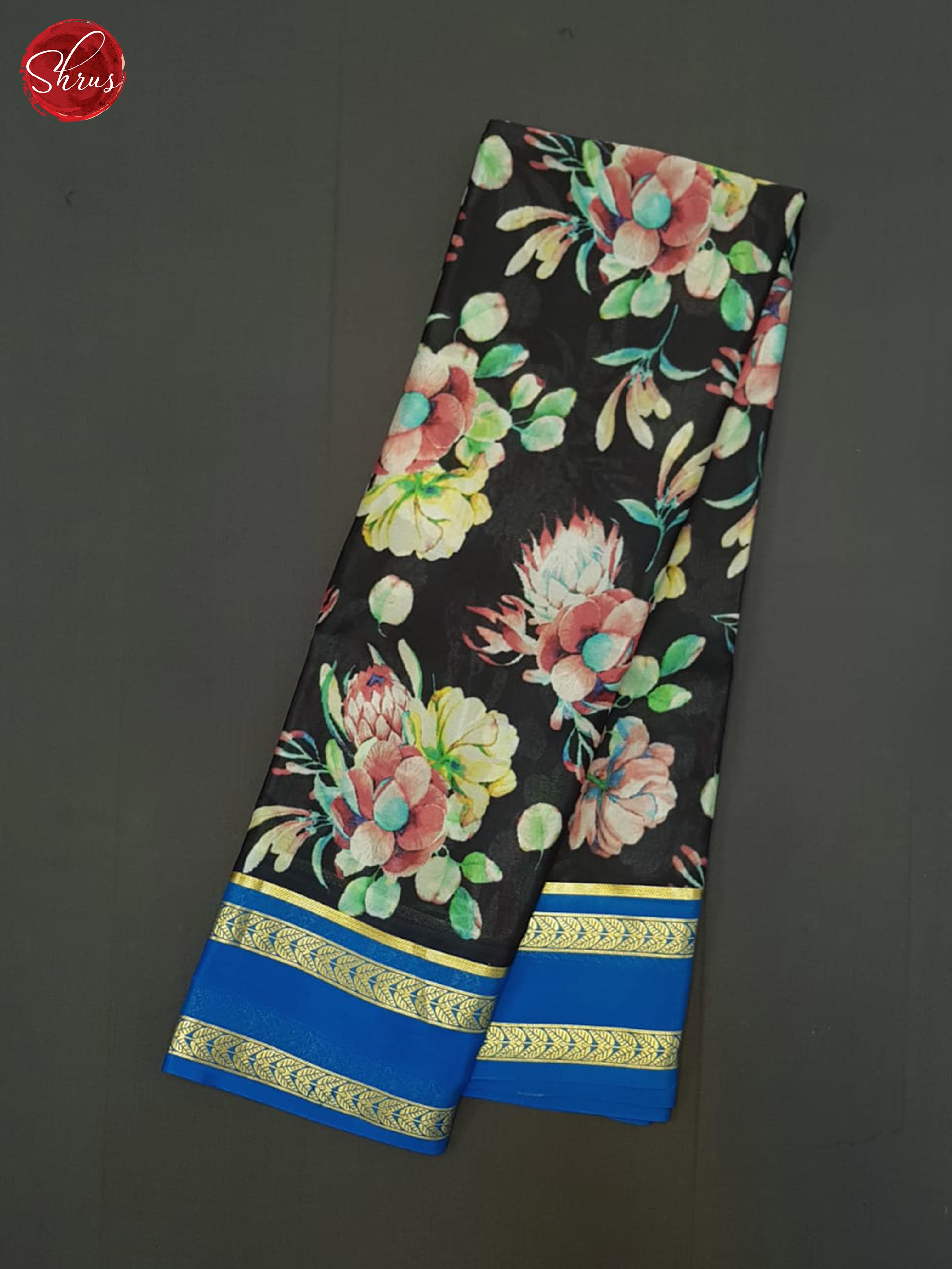 Black And Blue- Mysore Silk Saree - Shop on ShrusEternity.com