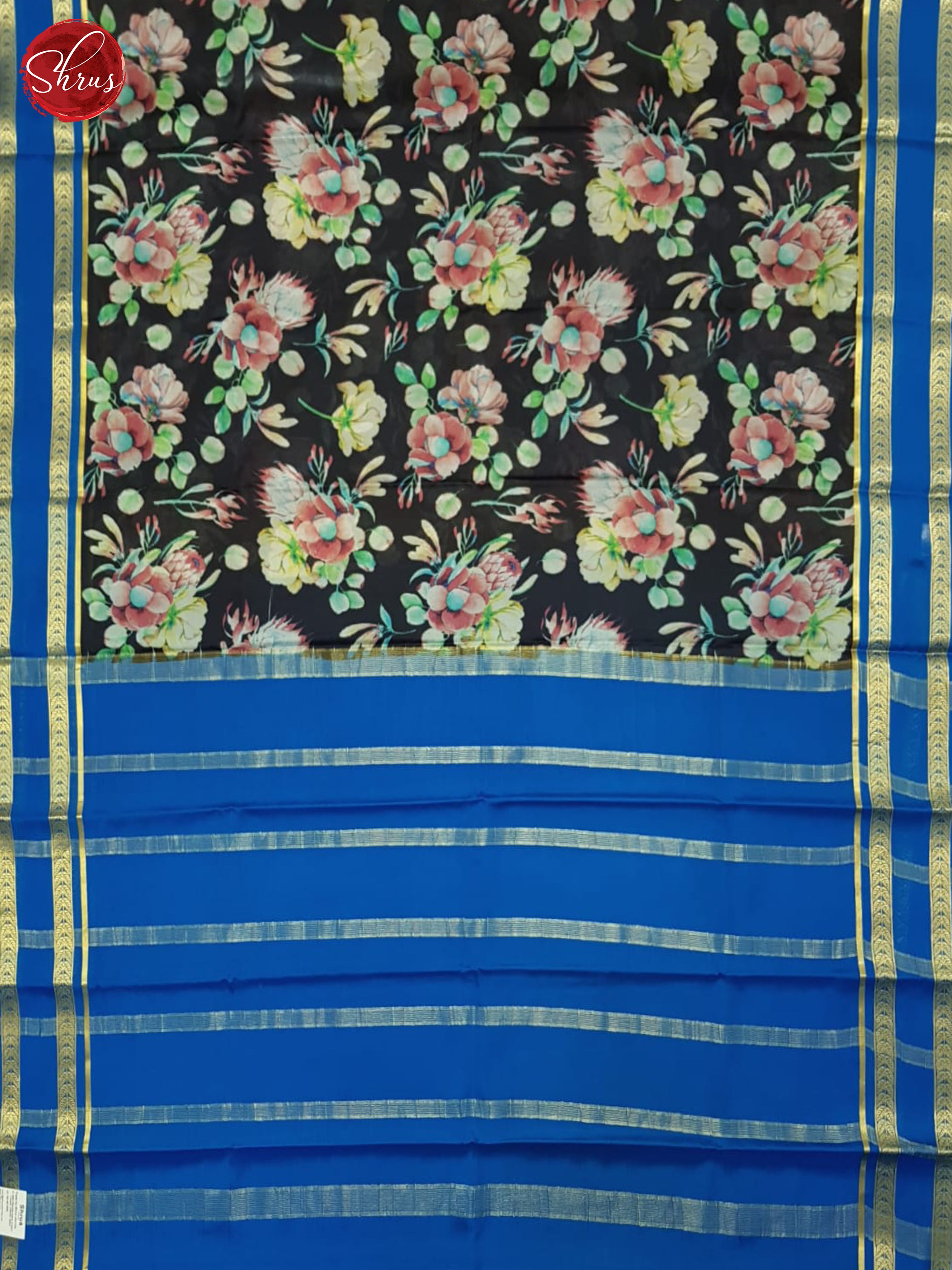 Black And Blue- Mysore Silk Saree - Shop on ShrusEternity.com