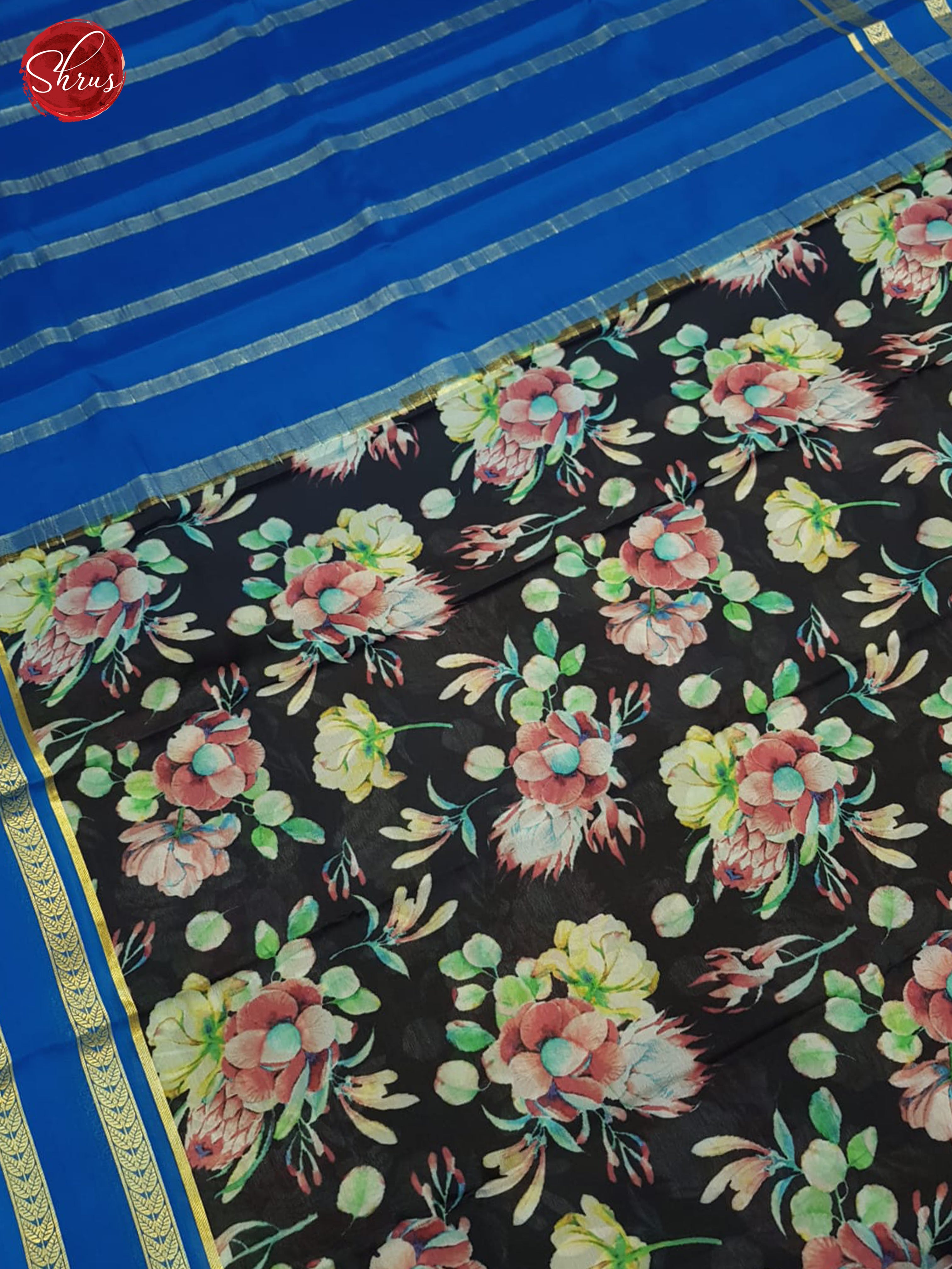 Black And Blue- Mysore Silk Saree - Shop on ShrusEternity.com