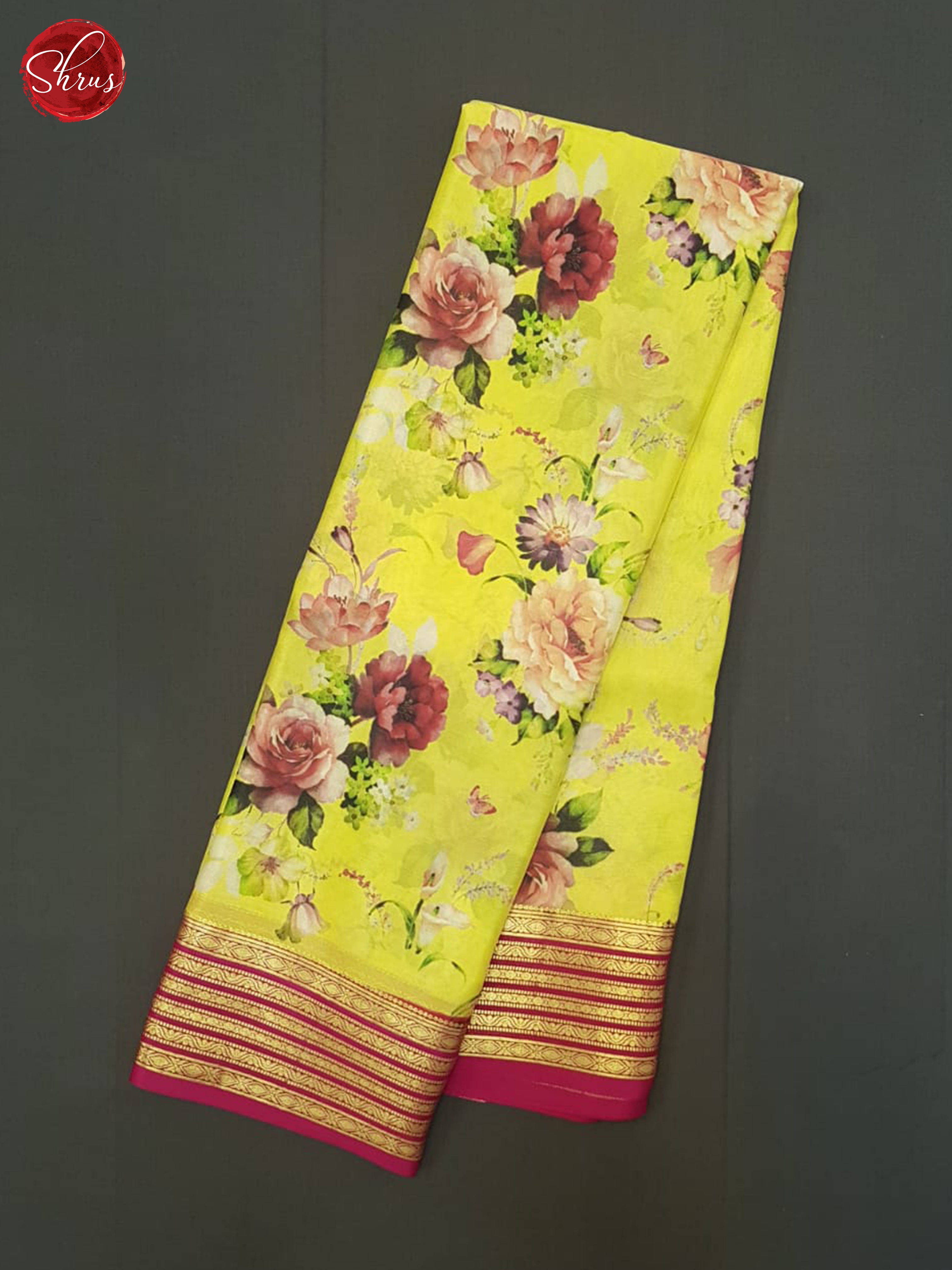 Yellow And Pink- Mysore Silk  Saree - Shop on ShrusEternity.com