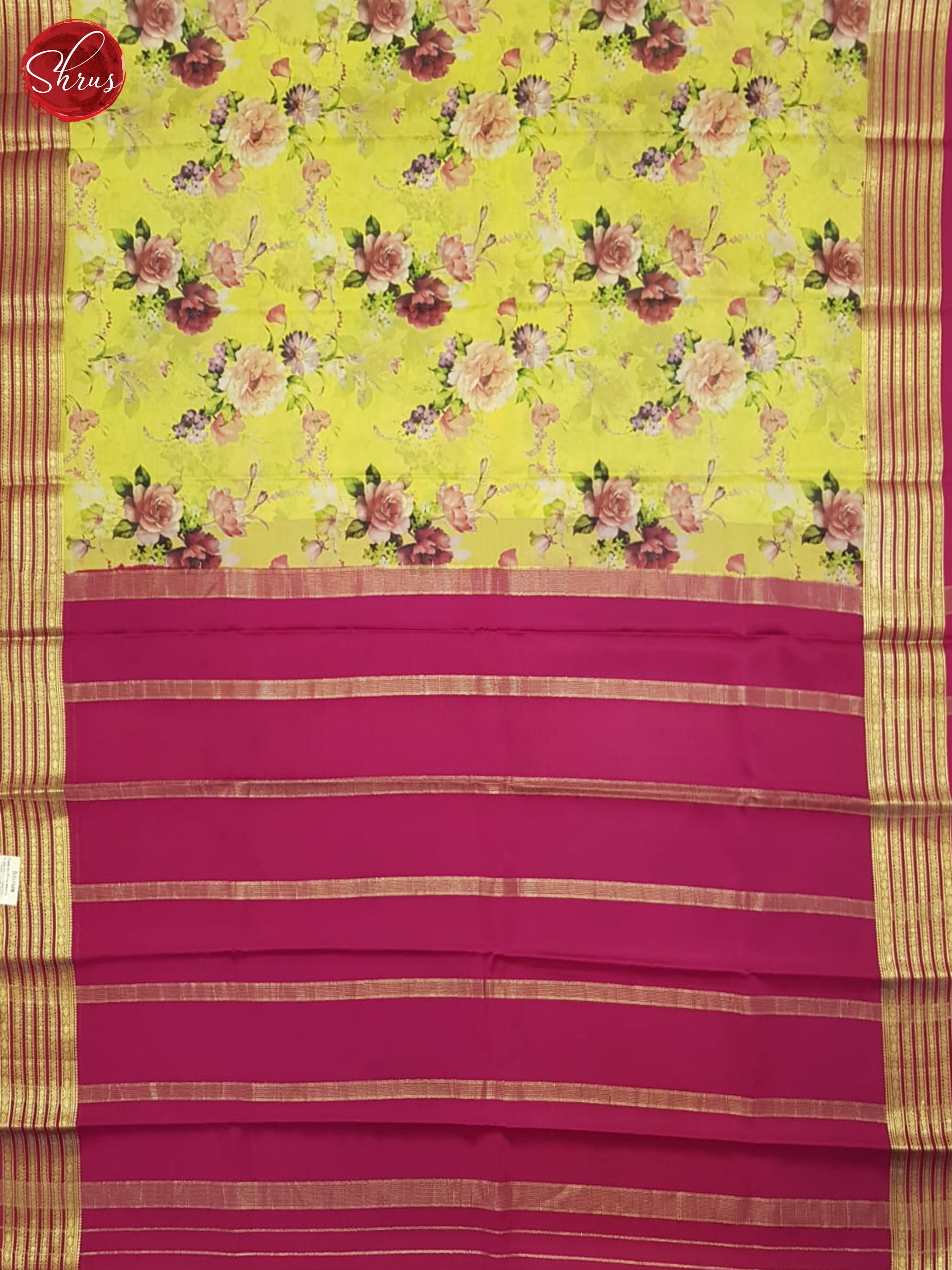 Yellow And Pink- Mysore Silk  Saree - Shop on ShrusEternity.com