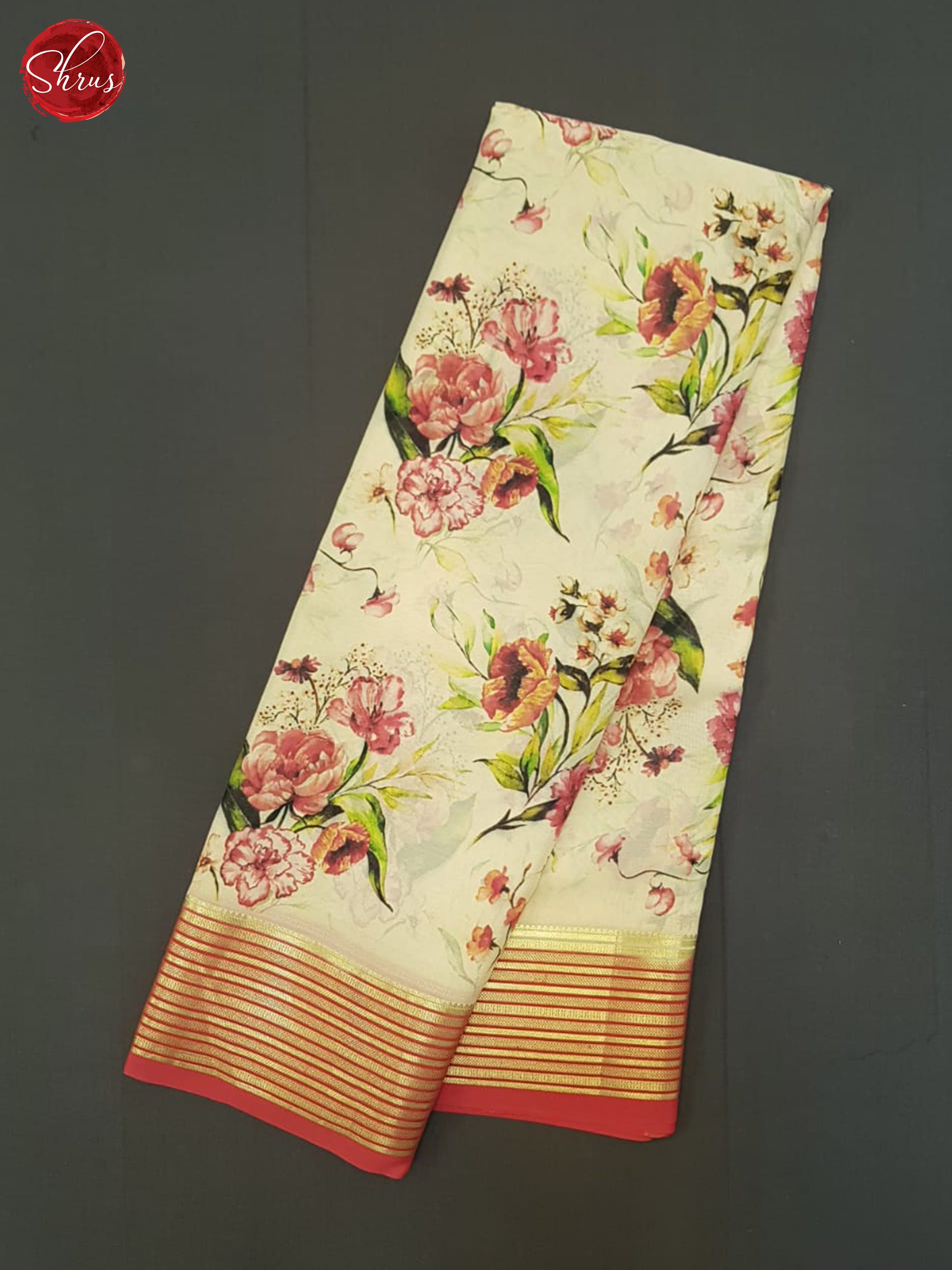 Cream And Red- Mysore Silk Saree - Shop on ShrusEternity.com