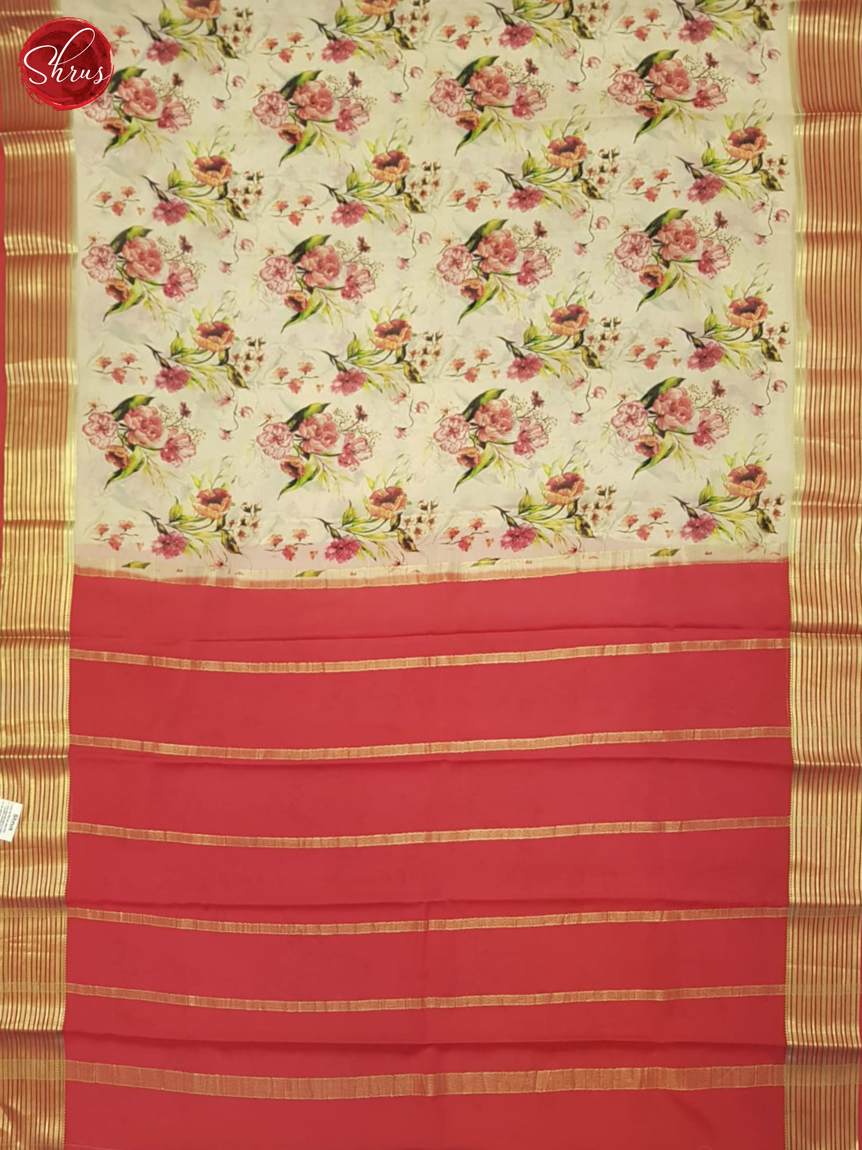 Cream And Red- Mysore Silk Saree - Shop on ShrusEternity.com