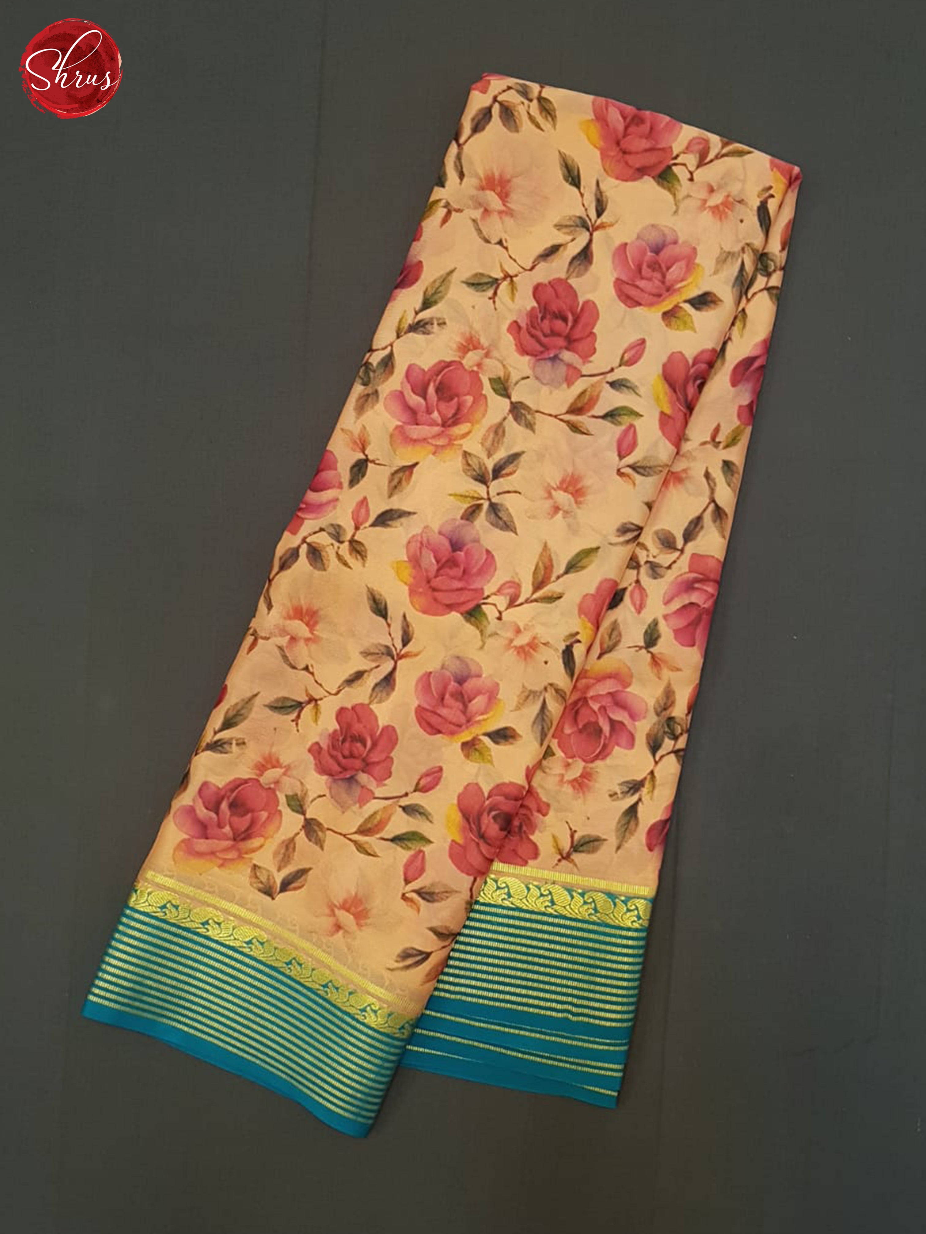 Peach And Blue-Mysore Silk Saree - Shop on ShrusEternity.com