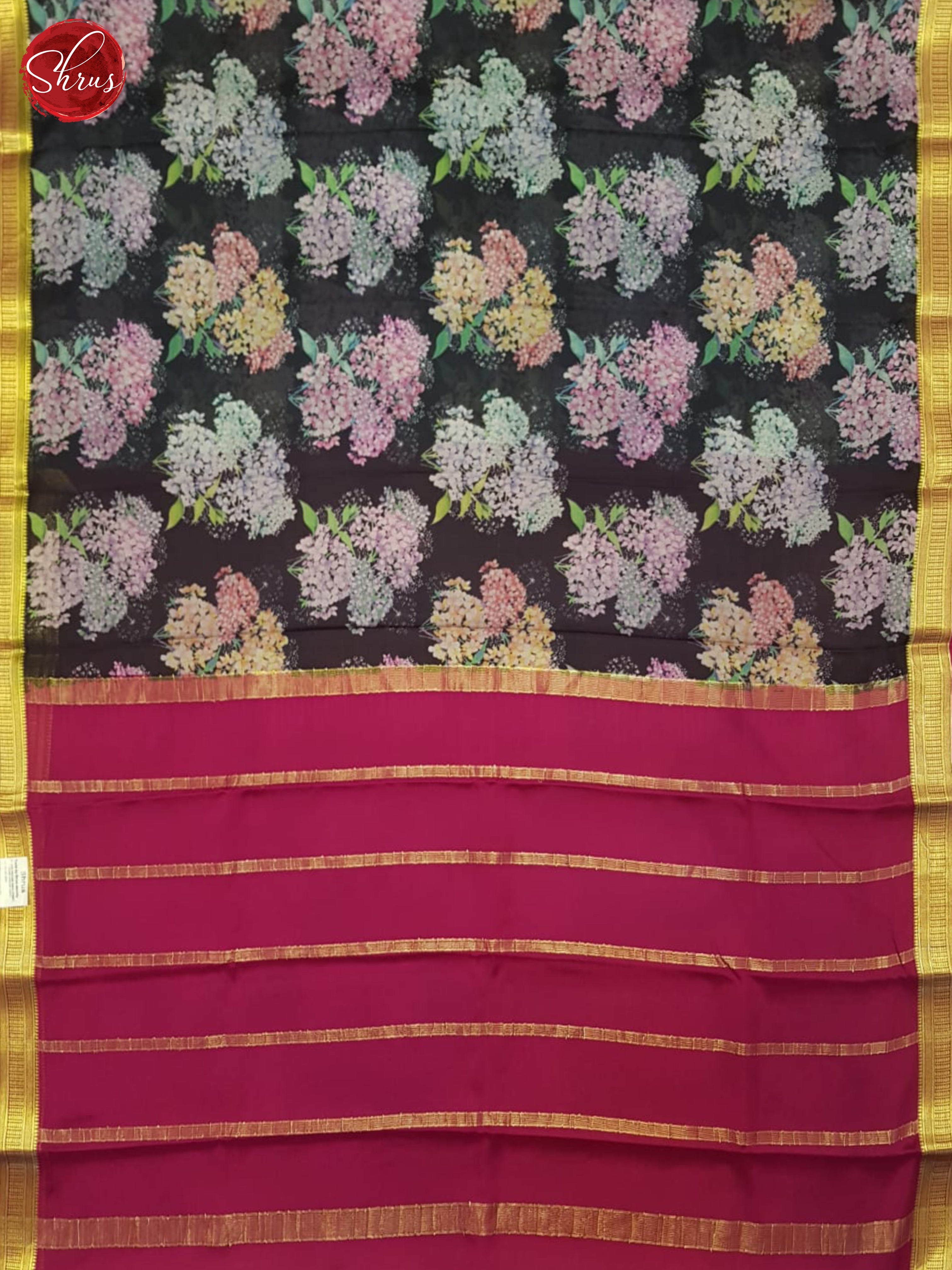 Black And Pink- Mysore Silk Saree - Shop on ShrusEternity.com