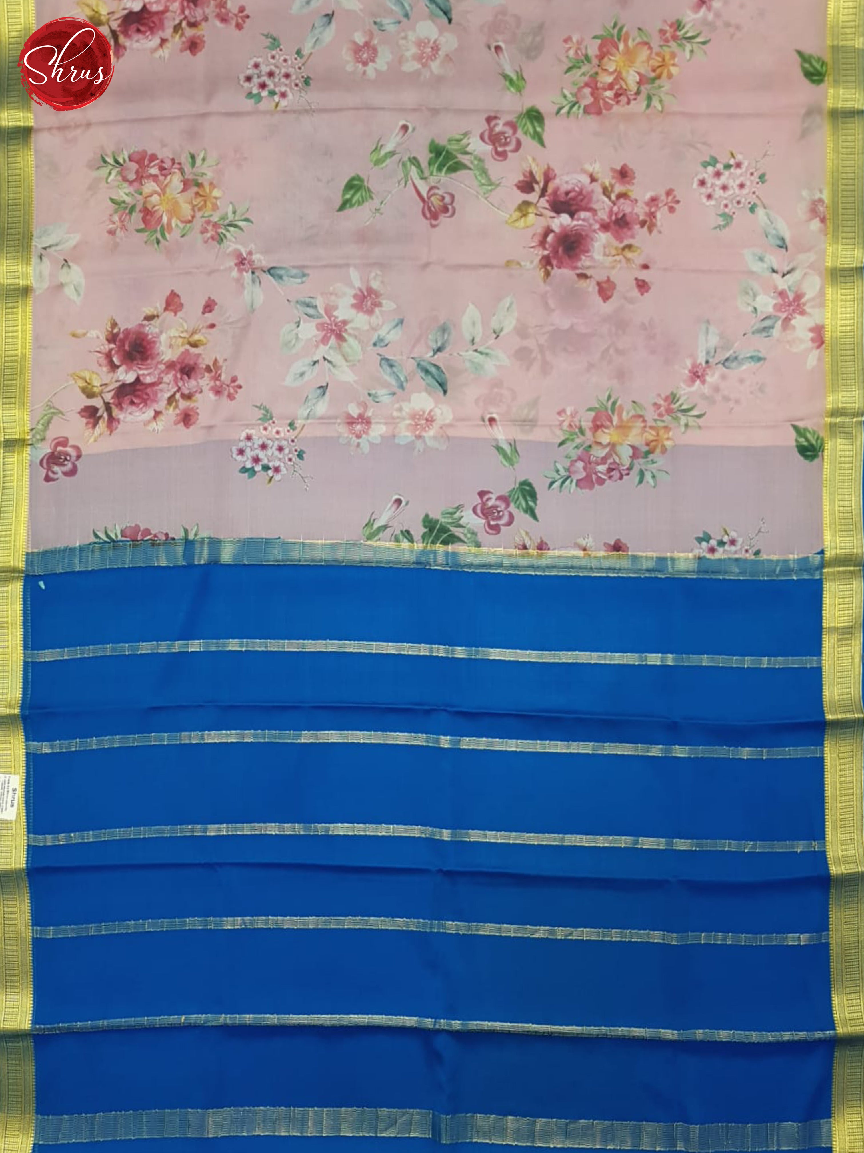 Dusty Onion Pink And Blue- Mysore Silk Saree - Shop on ShrusEternity.com