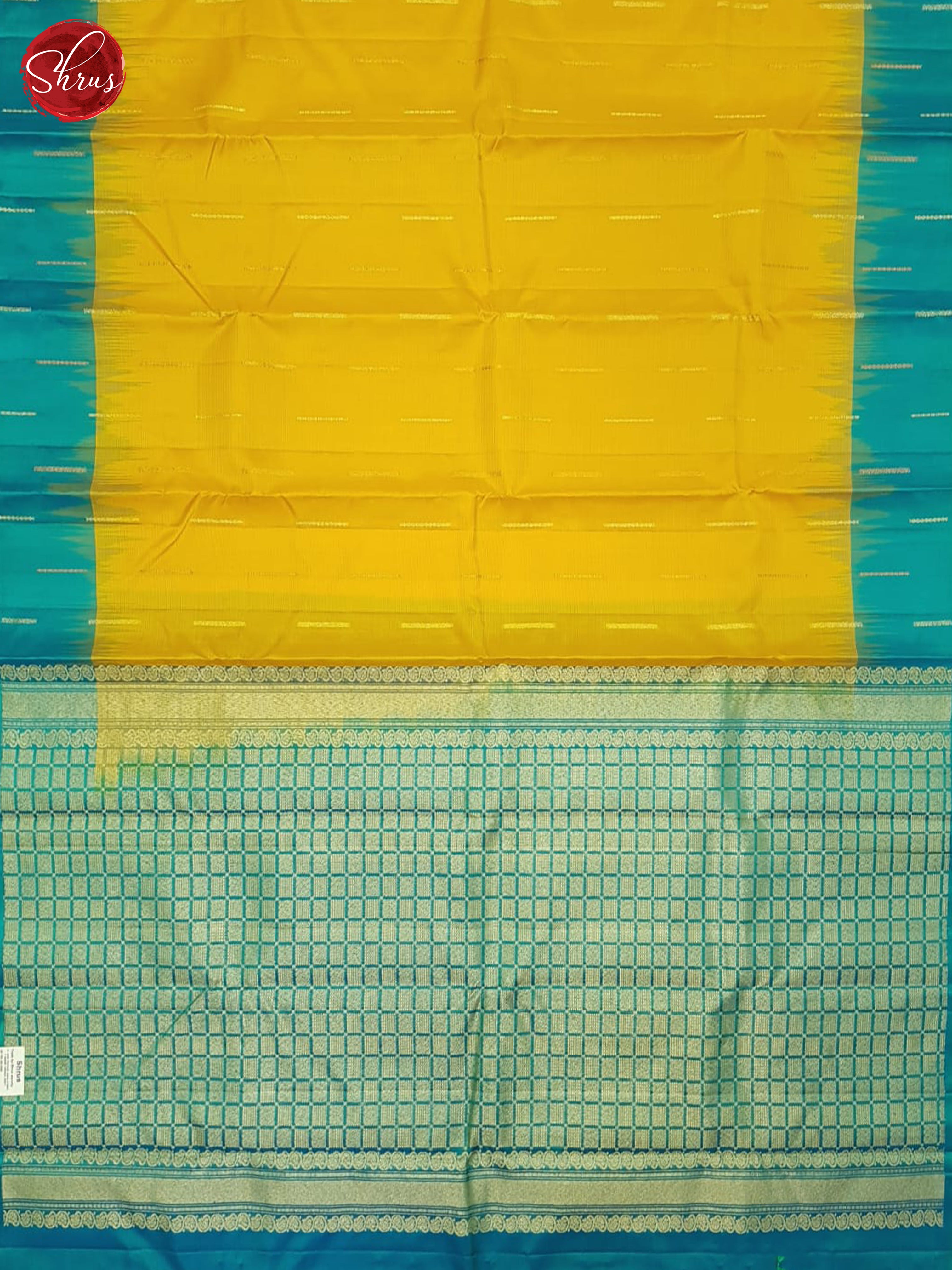 Mango Yellow And Teal  - Soft Silk Saree - Shop on ShrusEternity.com