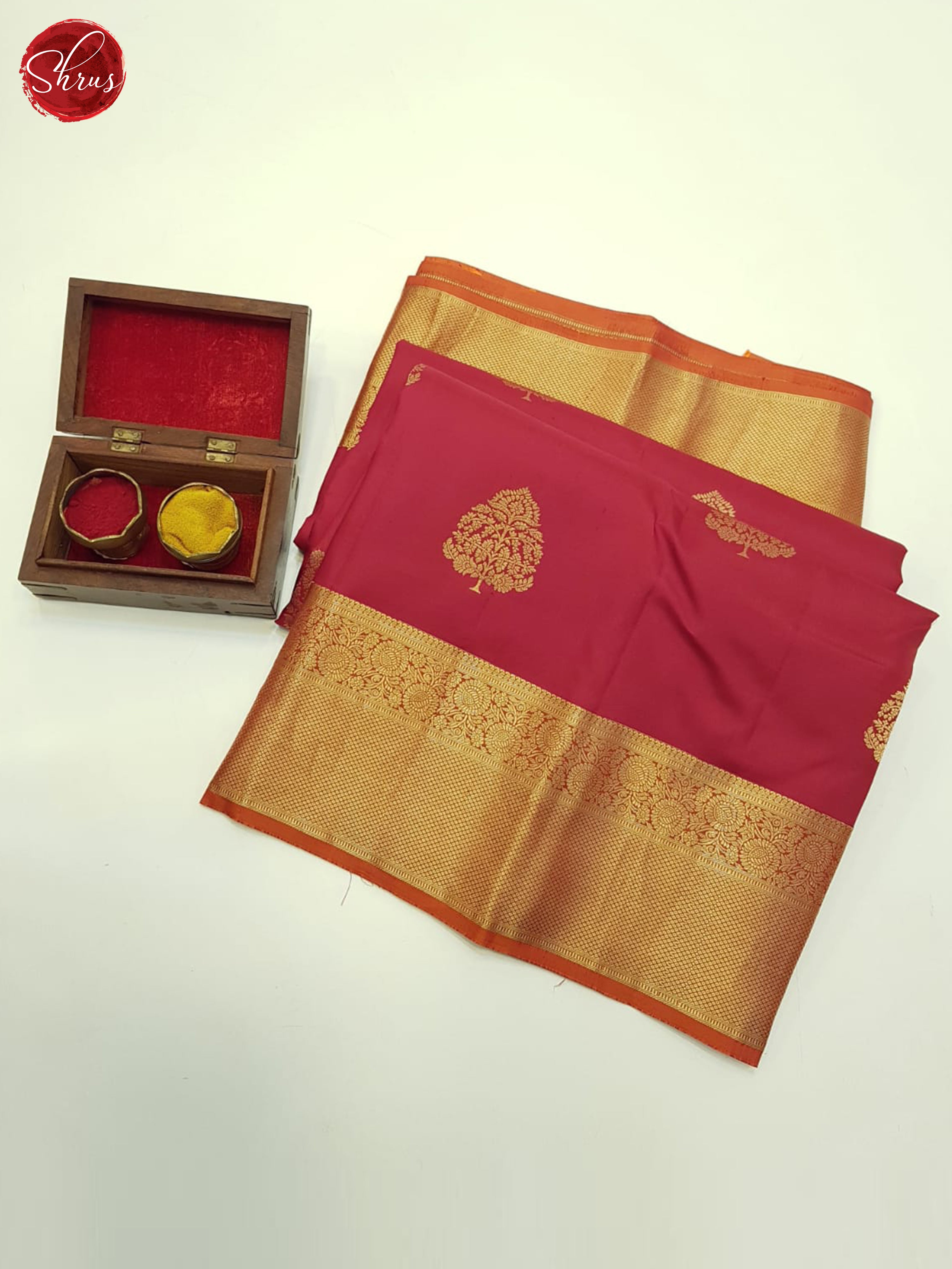 Red And Orange-Kanchipuram Silk Saree - Shop on ShrusEternity.com