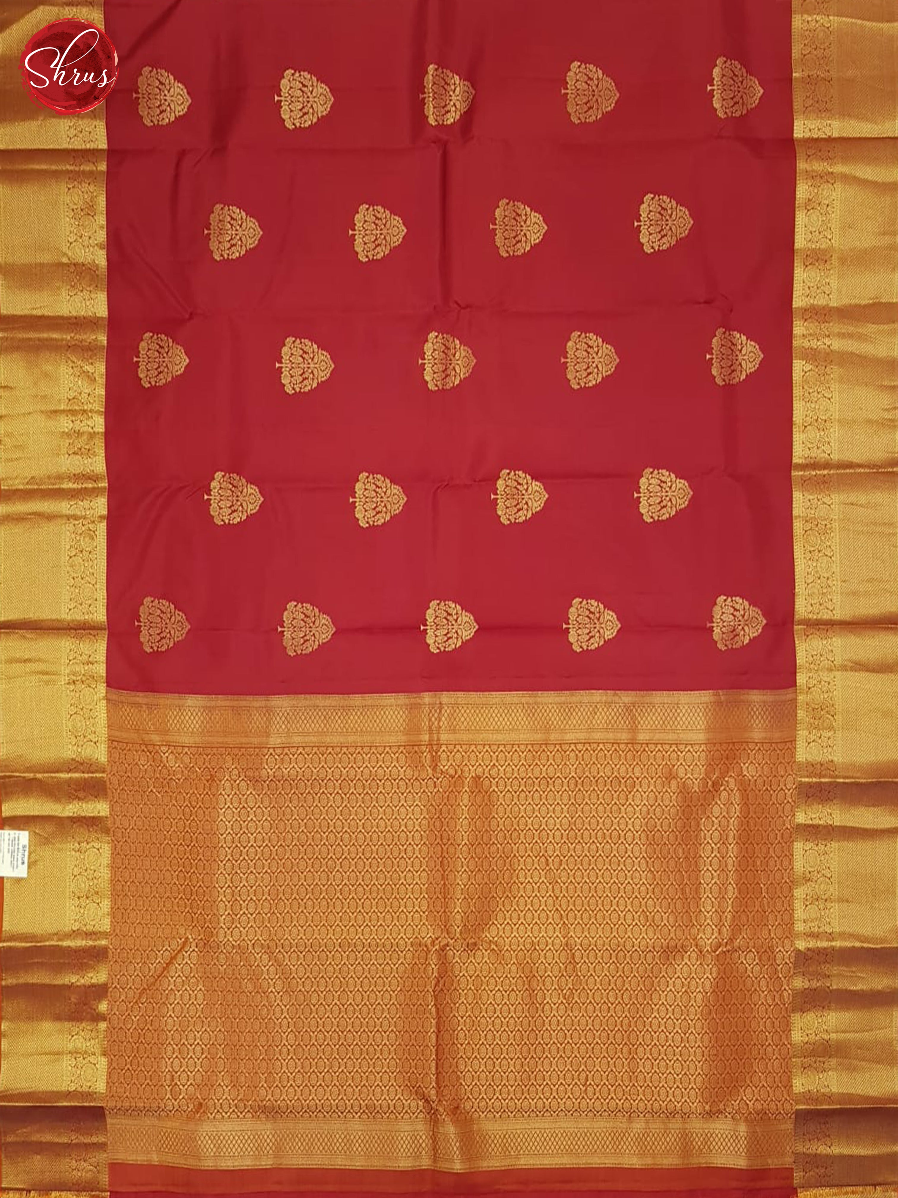 Red And Orange-Kanchipuram Silk Saree - Shop on ShrusEternity.com