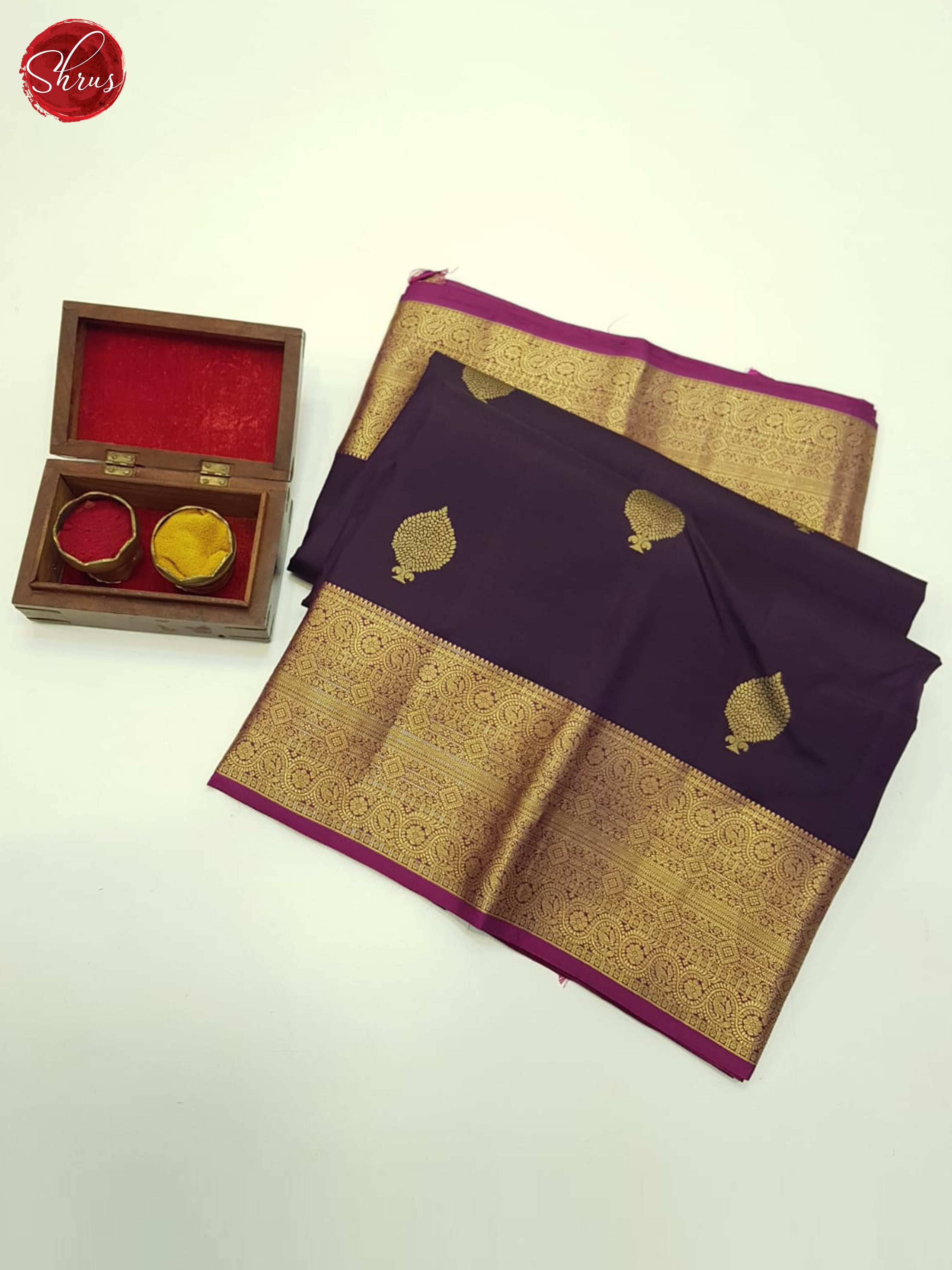 Blue And Wine- Kanchipuram Silk Saree - Shop on ShrusEternity.com