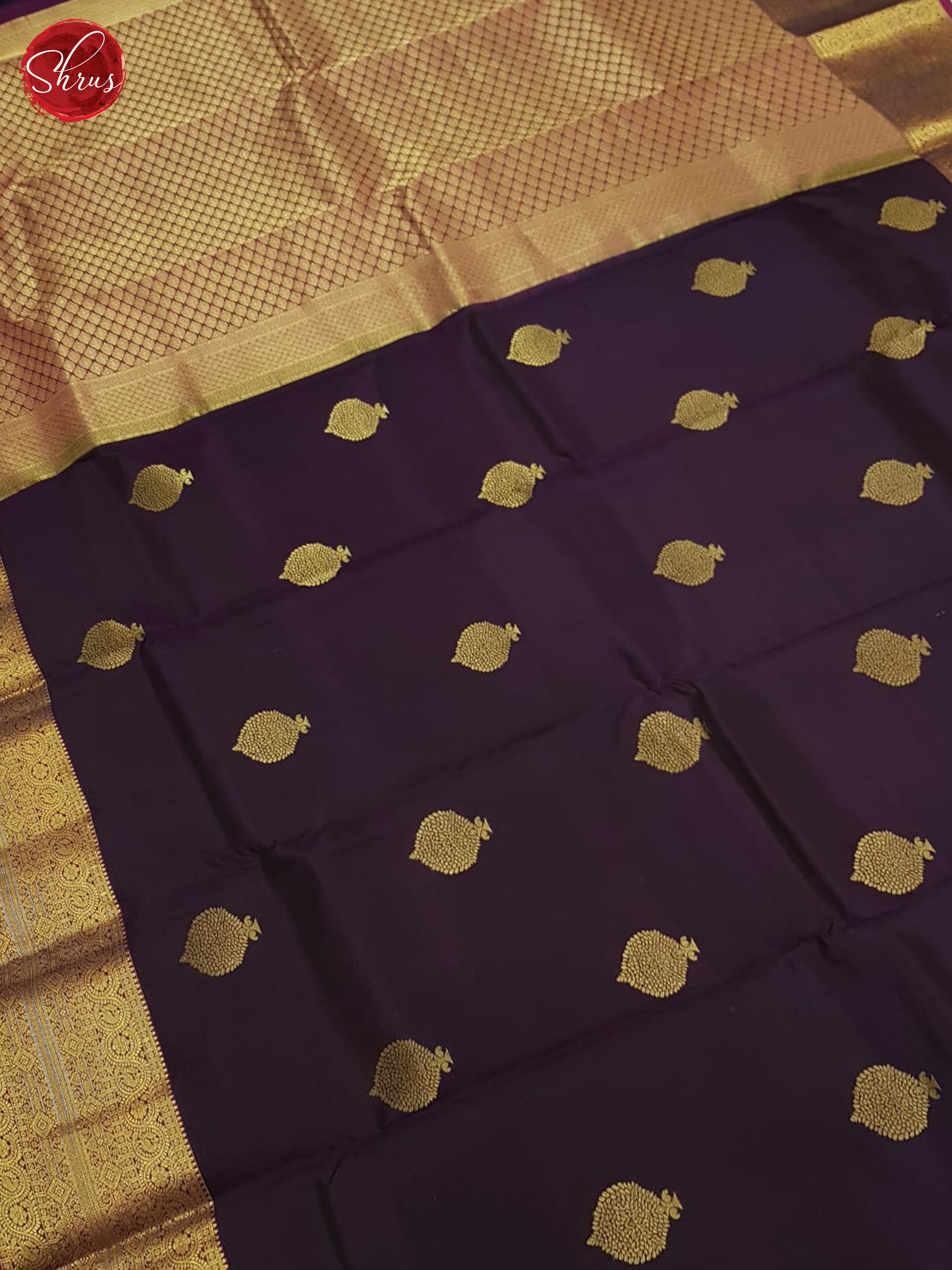 Blue And Wine- Kanchipuram Silk Saree - Shop on ShrusEternity.com