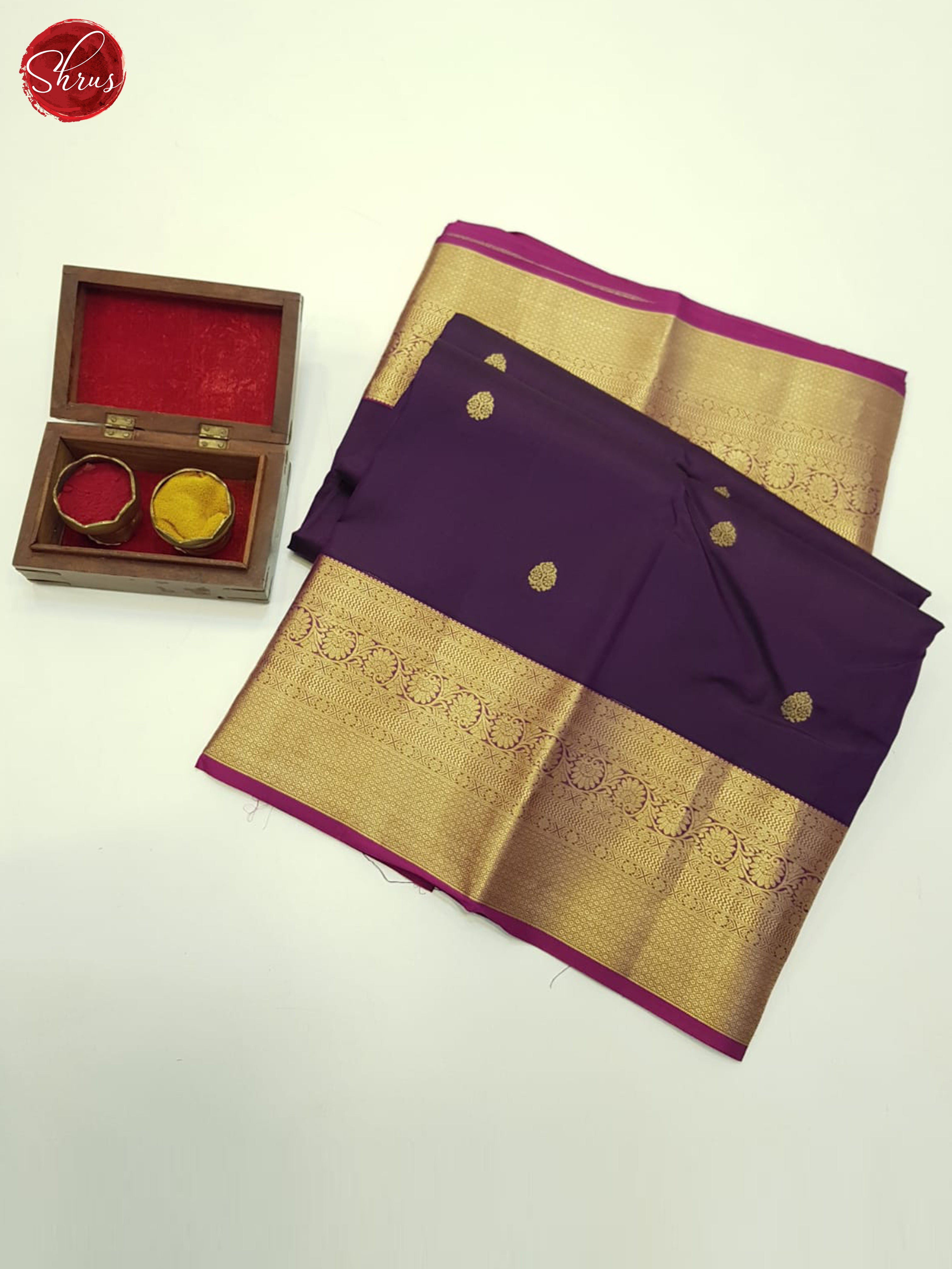 Wine & Purple -Kanchipuram Silk saree - Shop on ShrusEternity.com