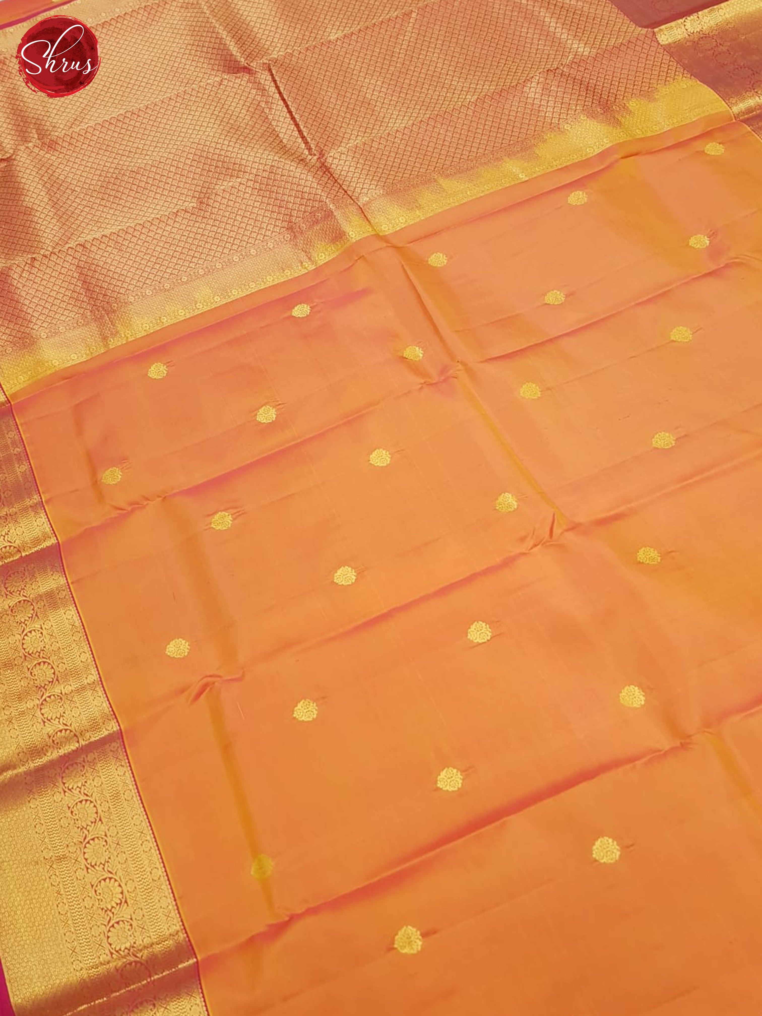 Orangish Pink And Pink- Kanchipuram Silk saree - Shop on ShrusEternity.com