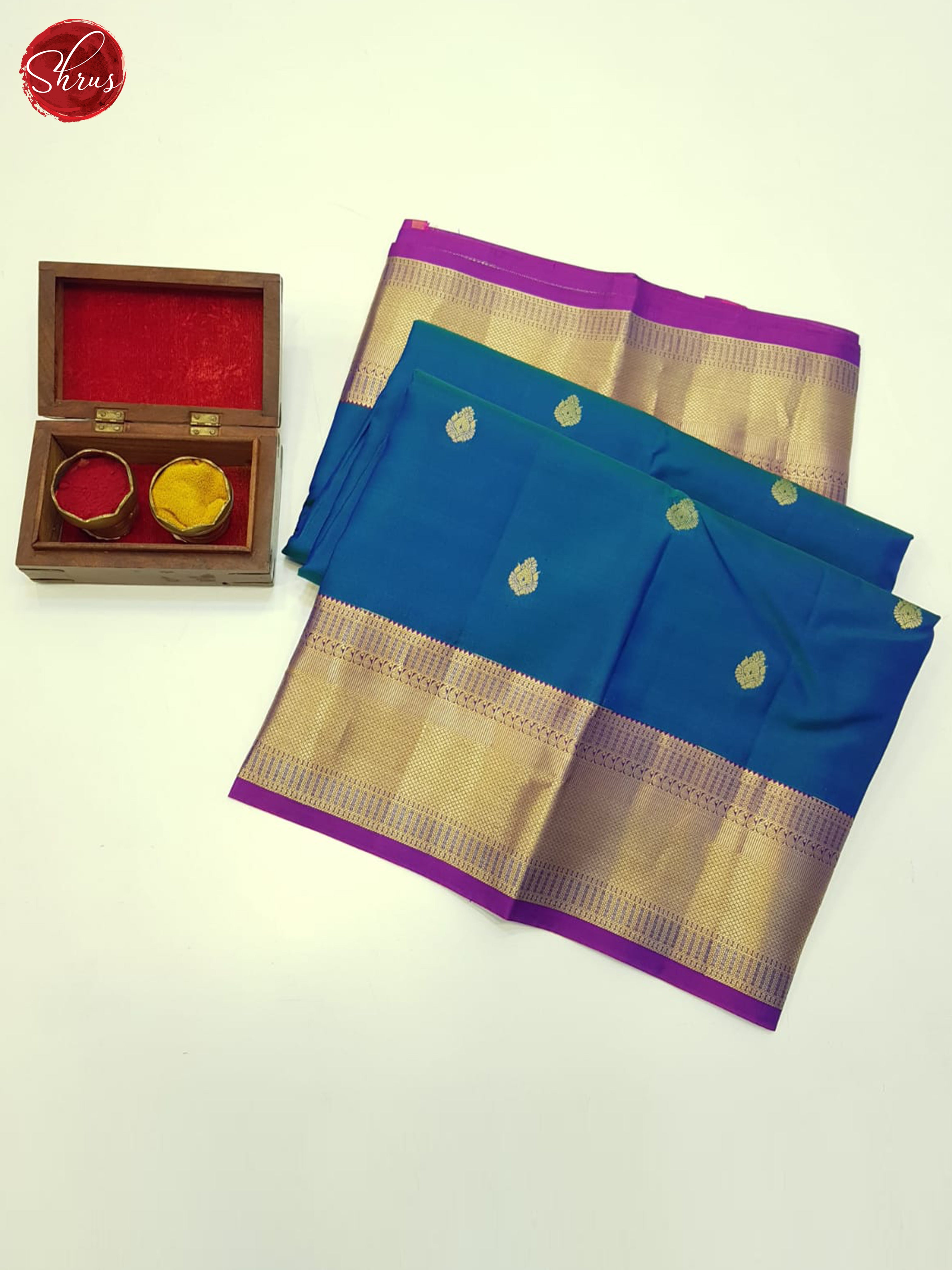 Blue And Purple- Kanchipuram Silk Saree - Shop on ShrusEternity.com