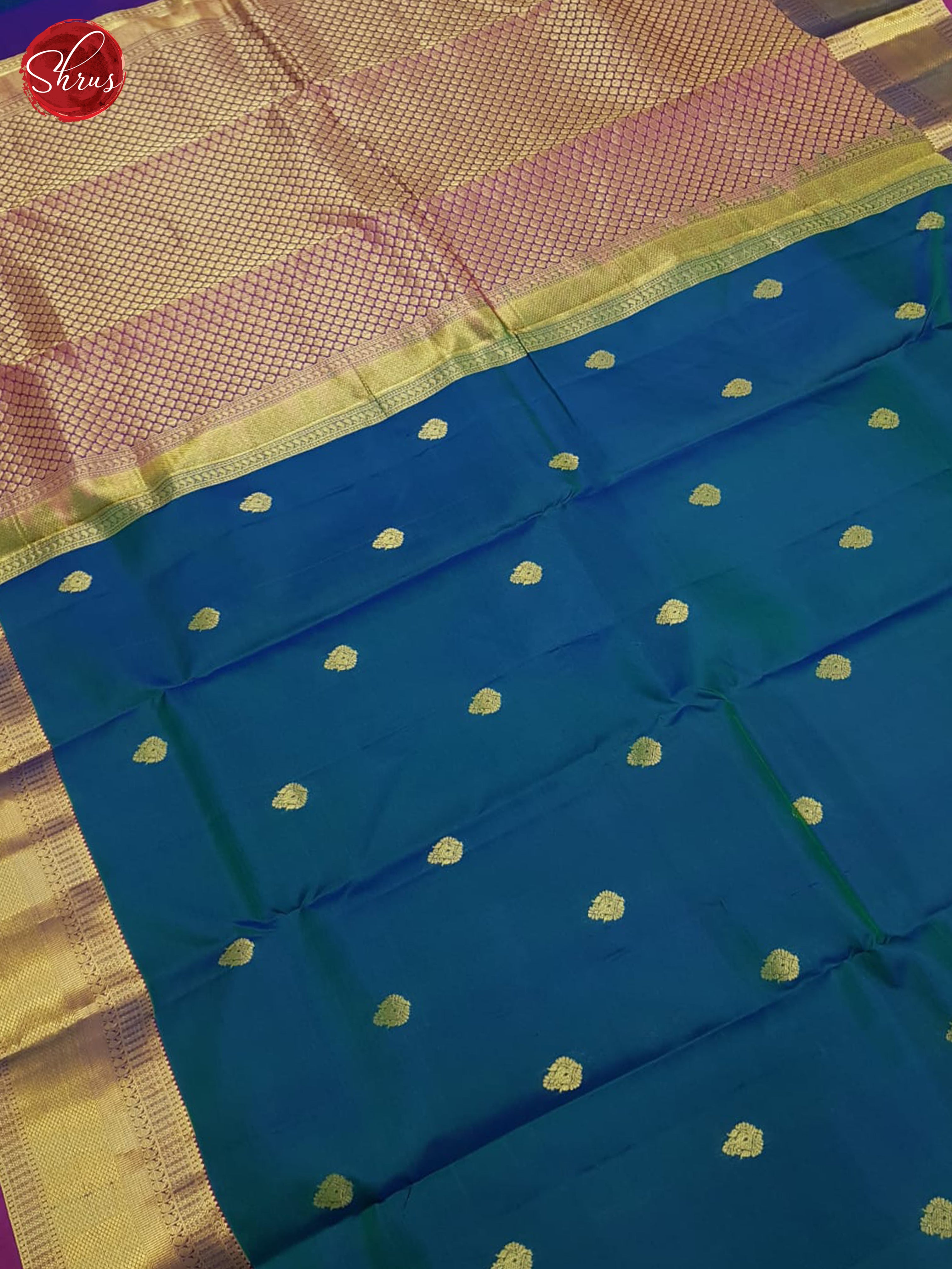 Blue And Purple- Kanchipuram Silk Saree - Shop on ShrusEternity.com